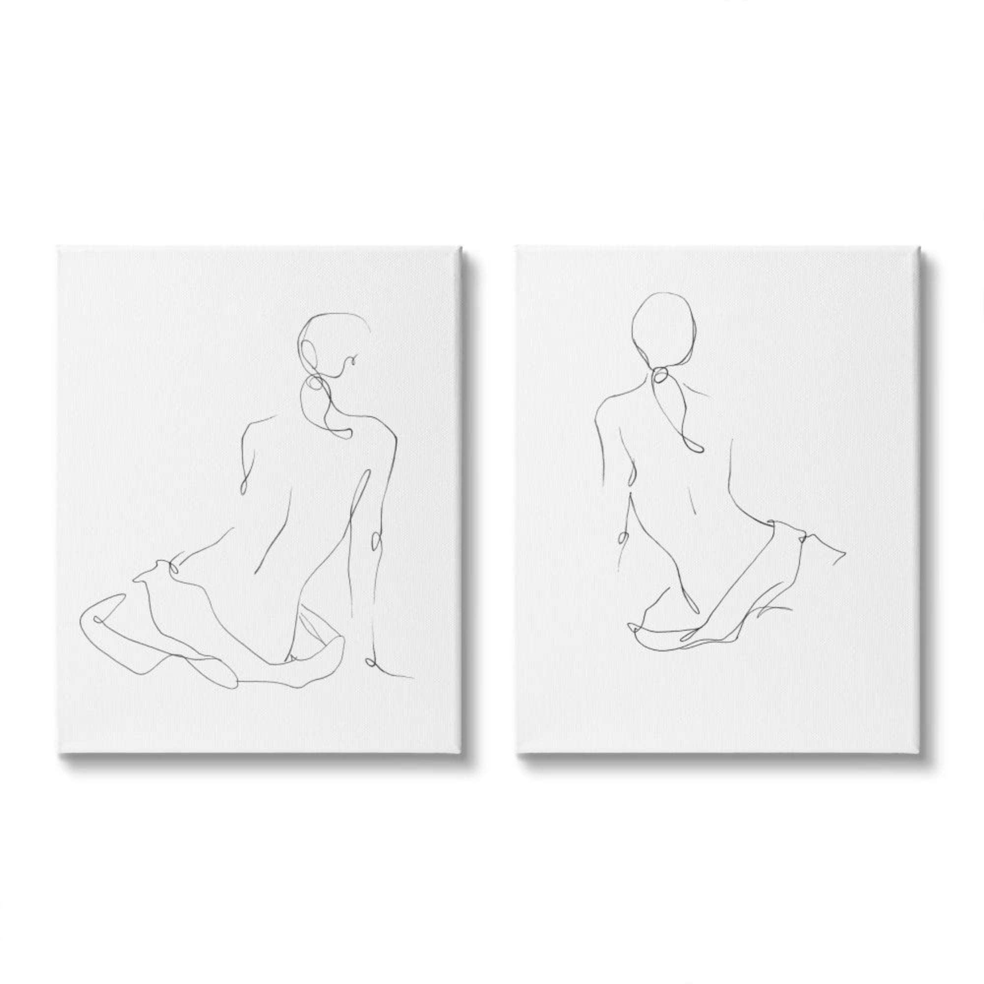 Stupell Industries Female Gesture Drawings Minimalist Curved Linework Design by Ethan Harper, 2 Piece, 24" x 30"