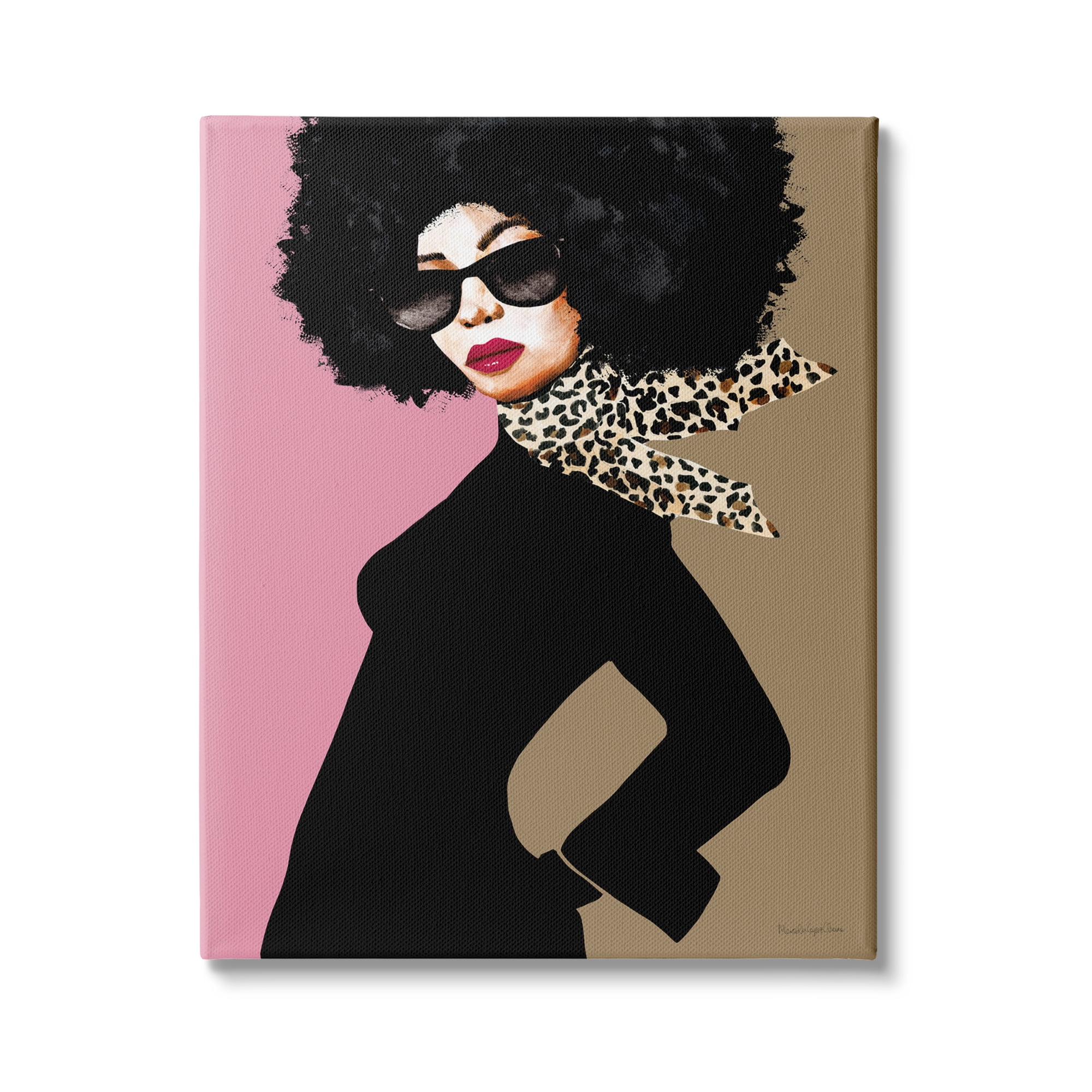 Stupell Industries Female Glam Fashion Vintage Pop Patterned Scarf Portrait, 16 x 20,Design by Mercedes Lopez Charro