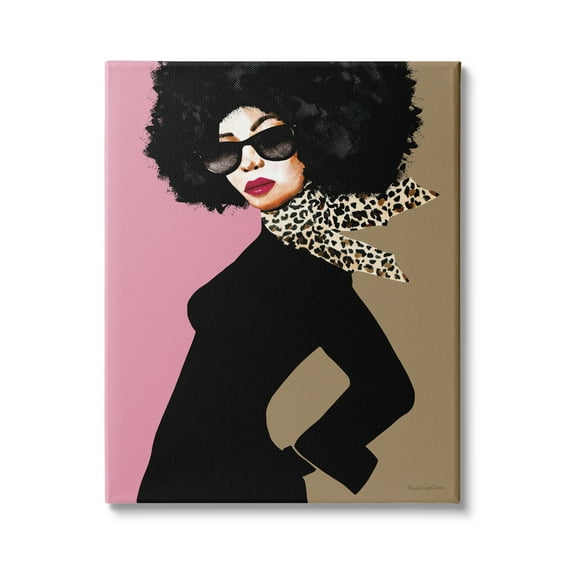 Stupell Industries Female Glam Fashion Vintage Pop Patterned Scarf Portrait, 36 x 48,Design by Mercedes Lopez Charro