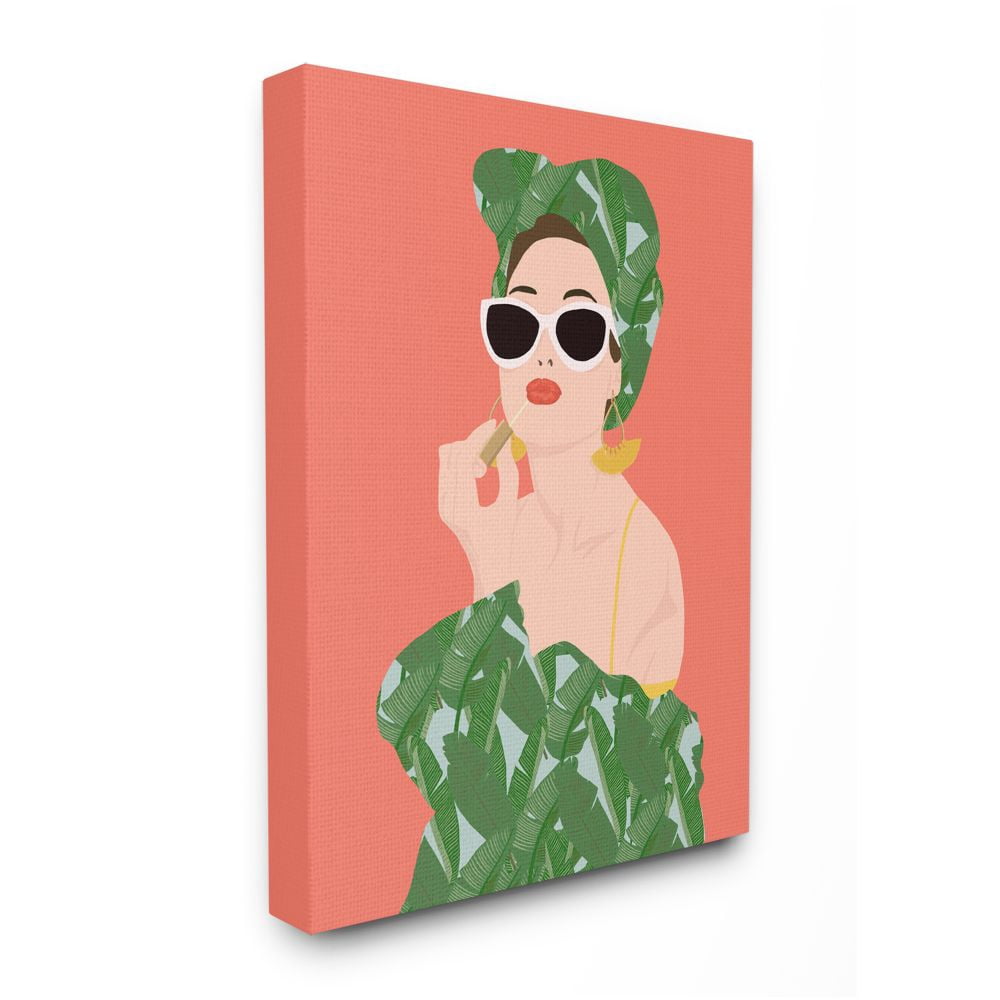 Stupell Industries Female Glamour in Tropical Fashion Lip Cosmetic Designed by Jen Bucheli