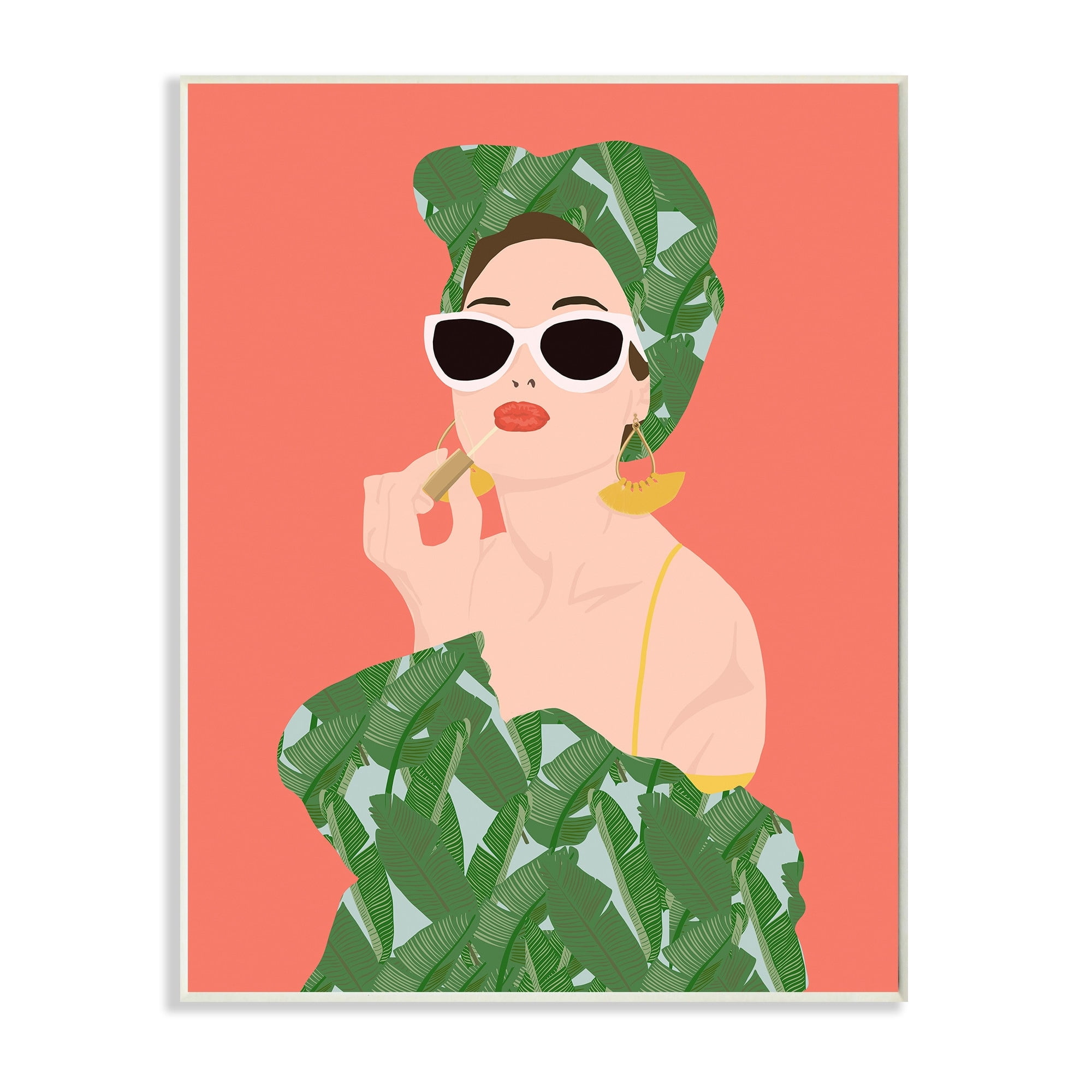Stupell Industries Female Glamour in Tropical Fashion Lip Cosmetic Designed by Jen Bucheli