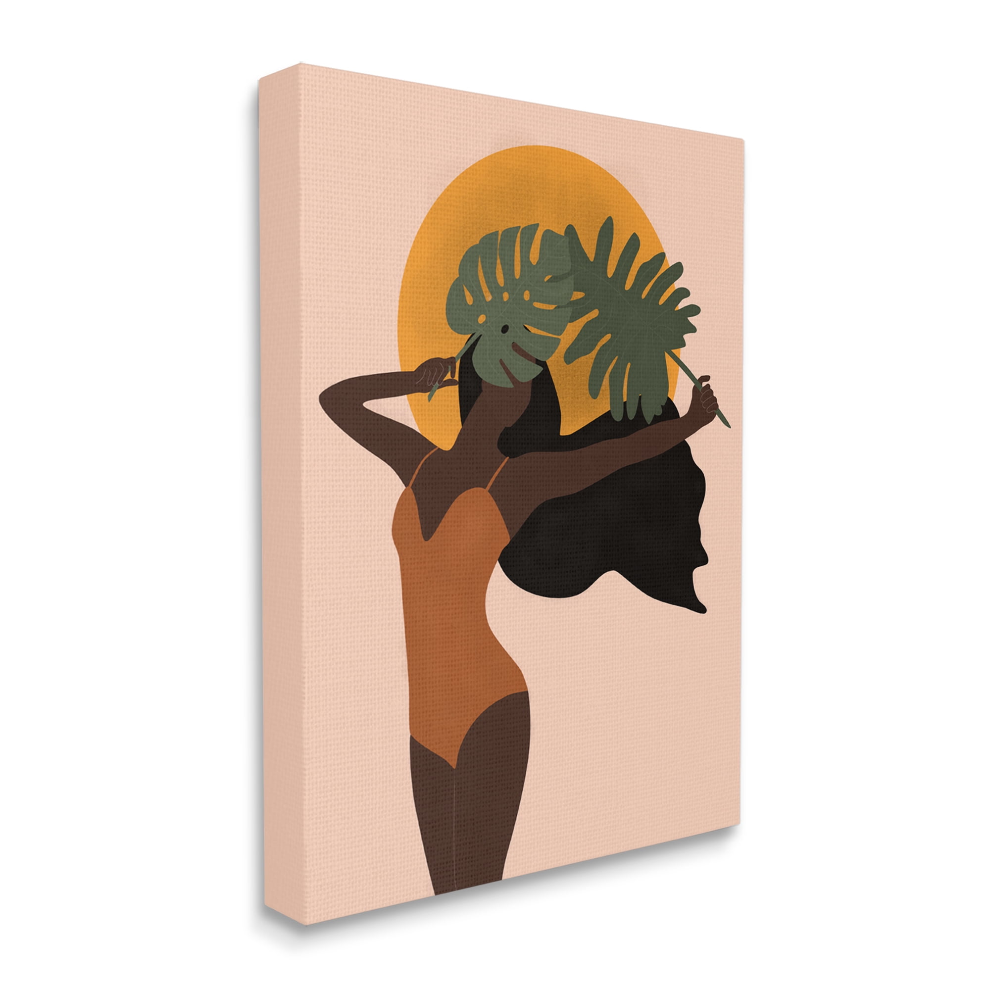 Stupell Industries Female Holding Tropical Monstera Leaf under Sun, 36 x 48, Designed by JJ Design House LLC