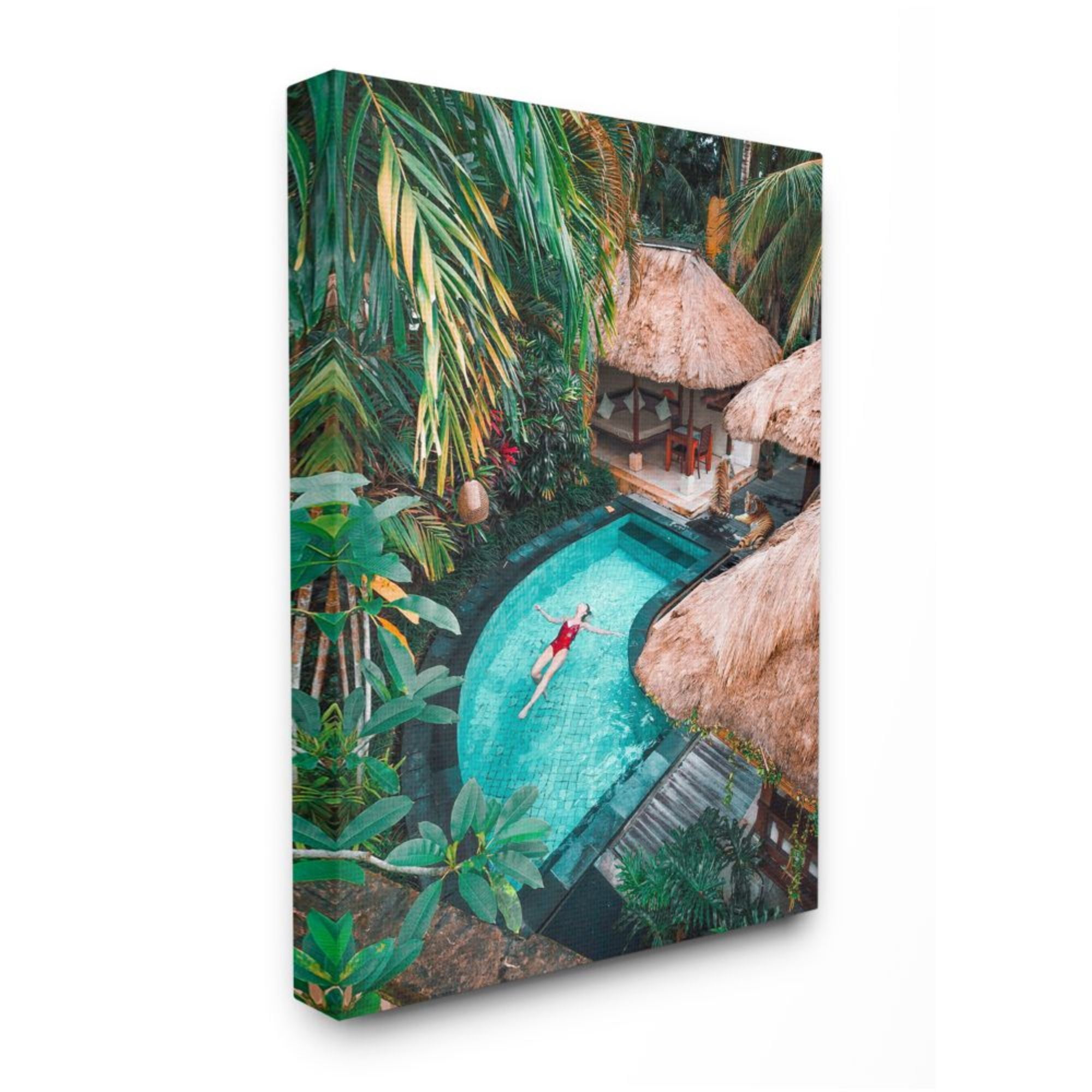 Stupell Industries Female In Tropical Pool Jungle Tigers Forest Design by Ziwei Li, 36" x 48"