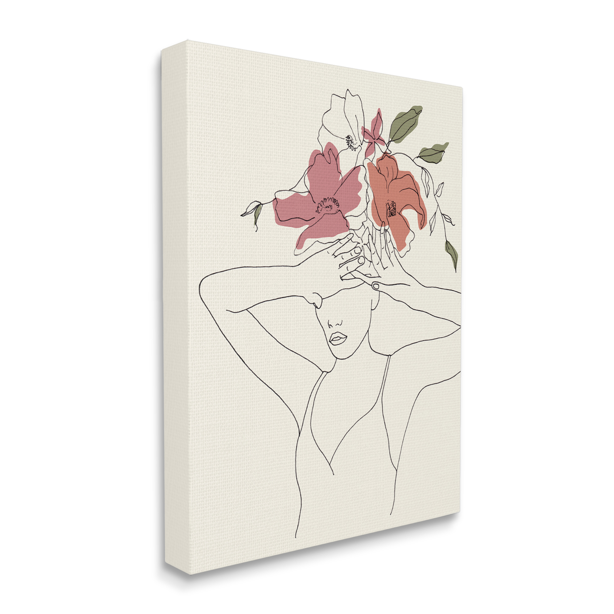 Stupell Industries Female Linework Pose Tropical Flower Sketch Canvas Wall Art by Melissa Wang
