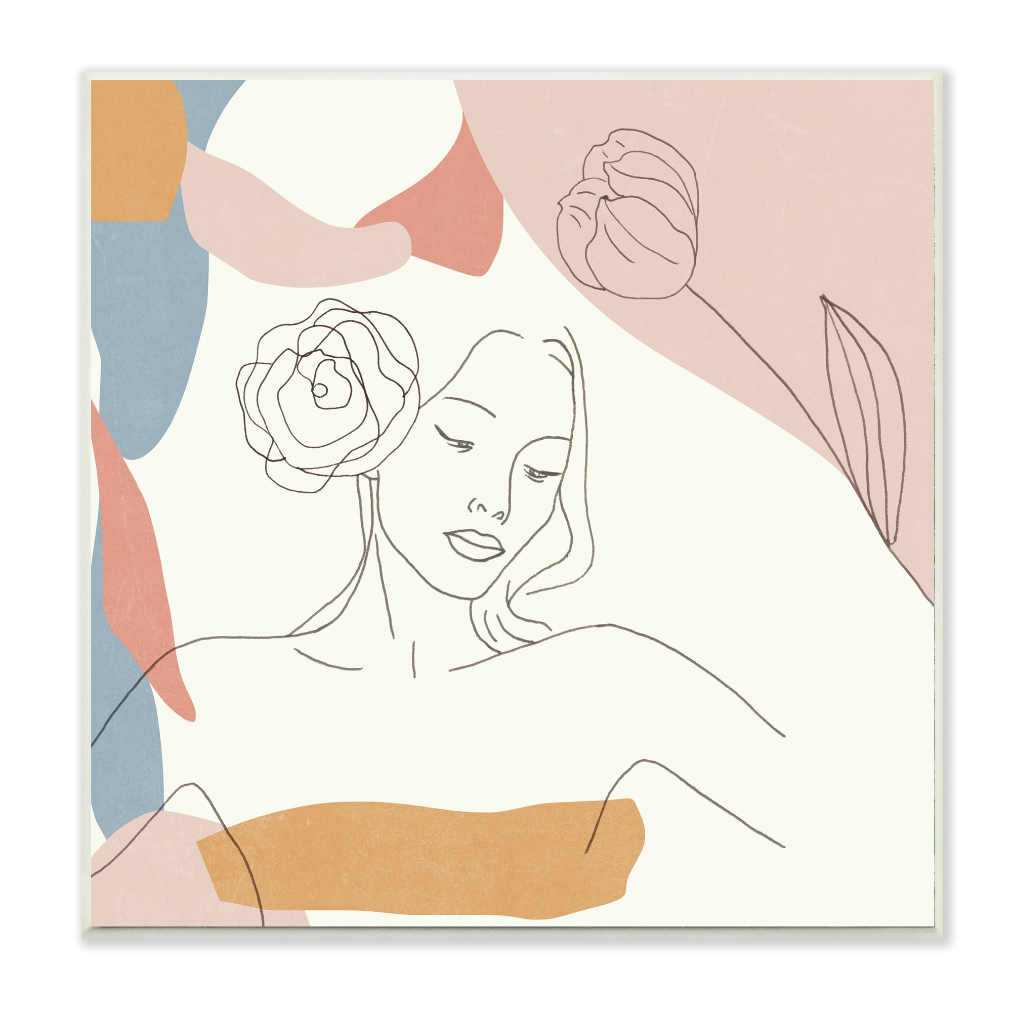 Stupell Industries Female Linework Study Floral Hair Abstract Curves Abstract Painting Unframed Art Print Wall Art, 12 x 12