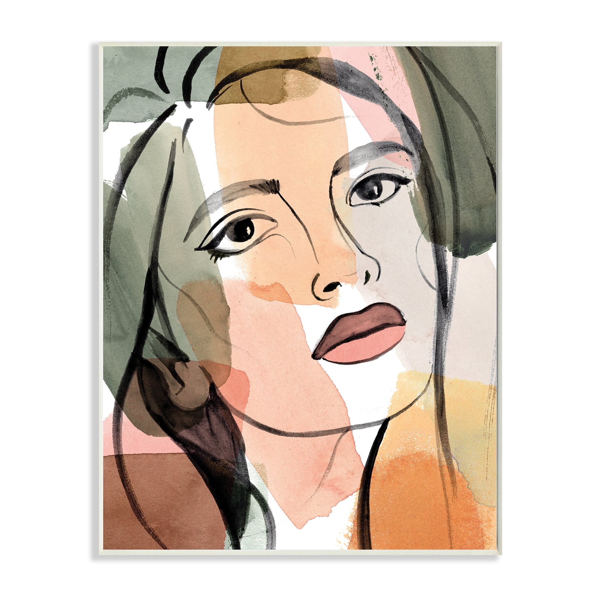 Stupell Industries Female Portrait Bold Lips Abstract Paint Strokes,10 x 15,Designed by Annie Warren
