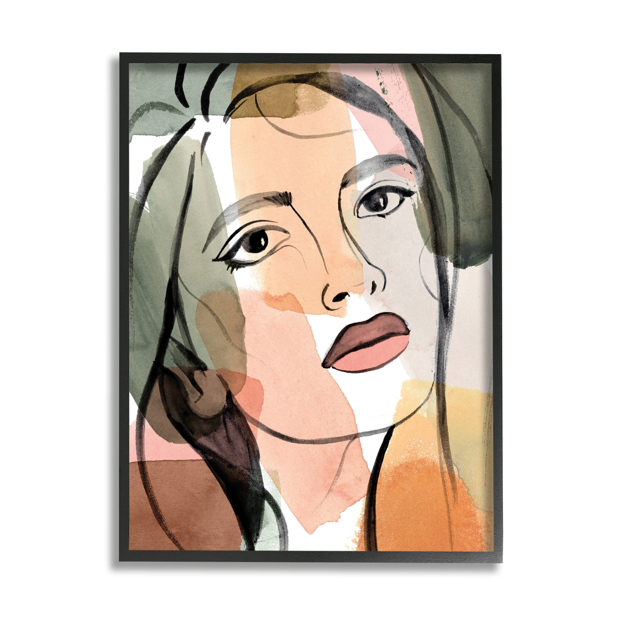 Stupell Industries Female Portrait Bold Lips Abstract Paint Strokes,24 x 30,Designed by Annie Warren