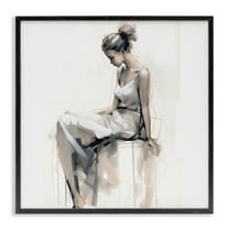 Stupell Industries Female Portrait Impression People Painting Black Framed Art Print Wall Art, 12 x 12