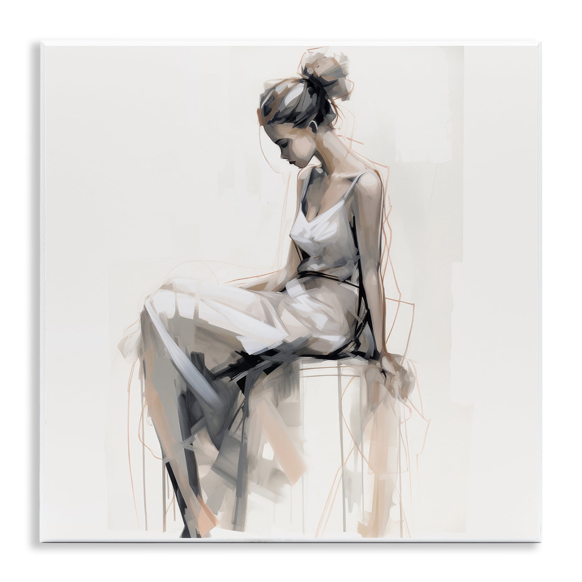 Stupell Industries Female Portrait Impression People Painting Unframed Art Print Wall Art, 12 x 12