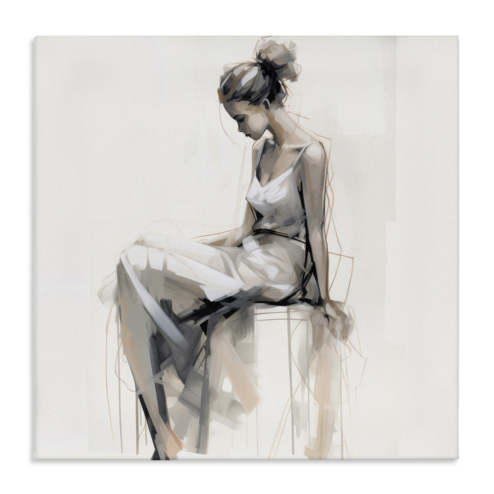 Stupell Industries Female Portrait Impression People Painting Wrapped Canvas Art Print Wall Art, 24 x 24
