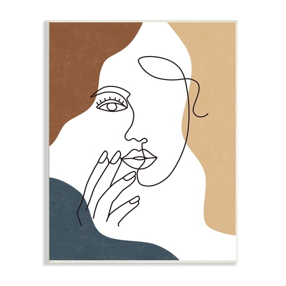 Stupell Industries Female Portrait Line Drawing Between Abstract Shapes, 10 x 15, Designed by JJ Design House LLC