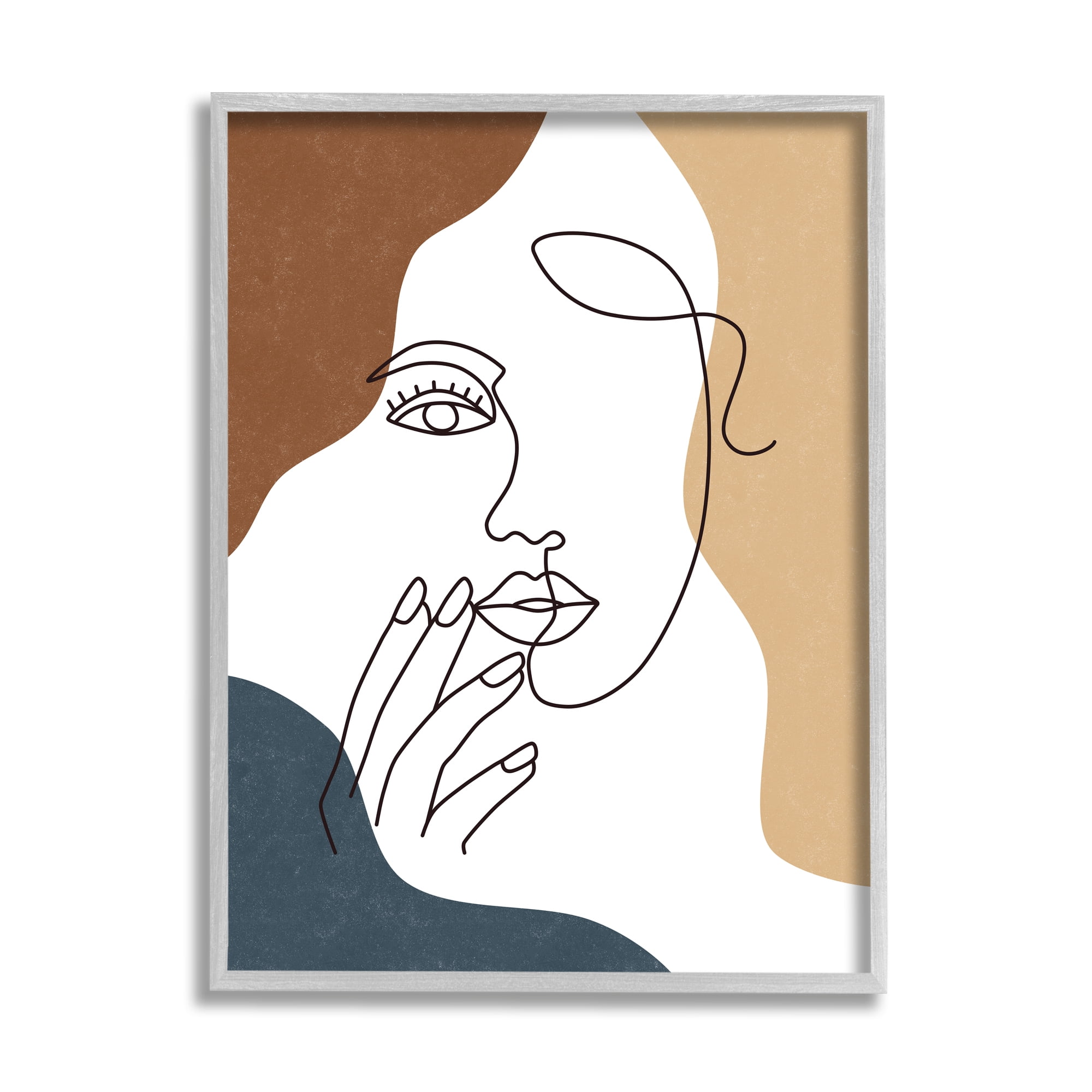 Abstract Female Portrait Line Drawing with Gray Frame