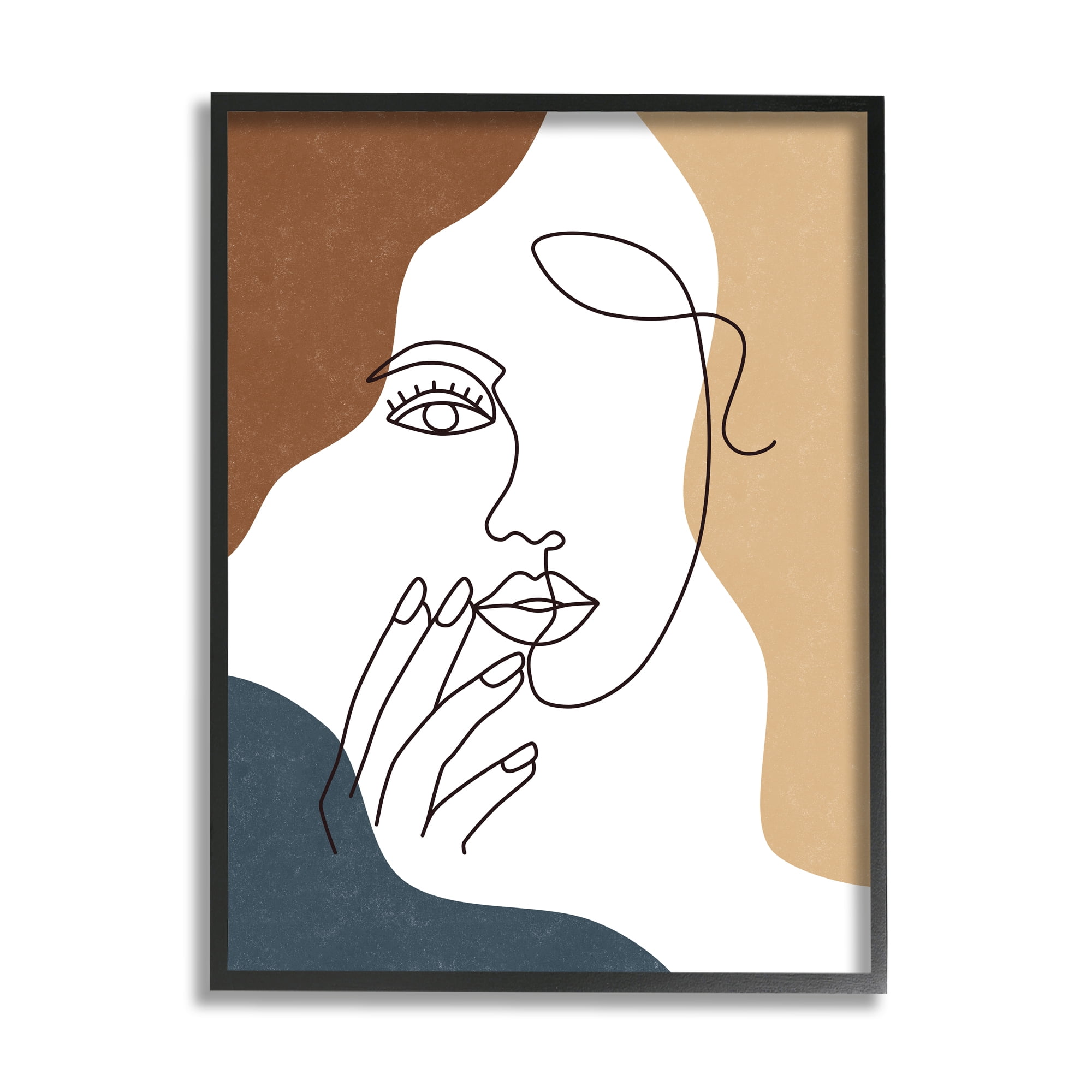 Black Framed Abstract Female Portrait Line Drawing Wall Art
