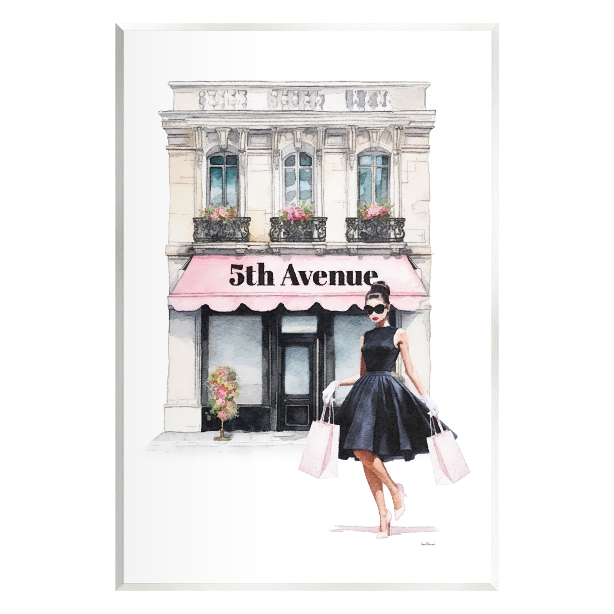 Stupell Industries Female Shopping Architecture Beauty & Fashion Painting Unframed Art Print Wall Art, 10 x 15