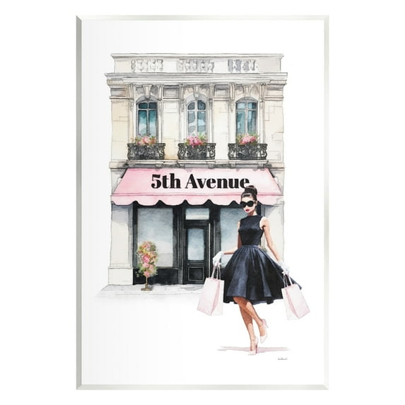 Stupell Industries Female Shopping Architecture Beauty & Fashion Painting Unframed Art Print Wall Art, 10 x 15