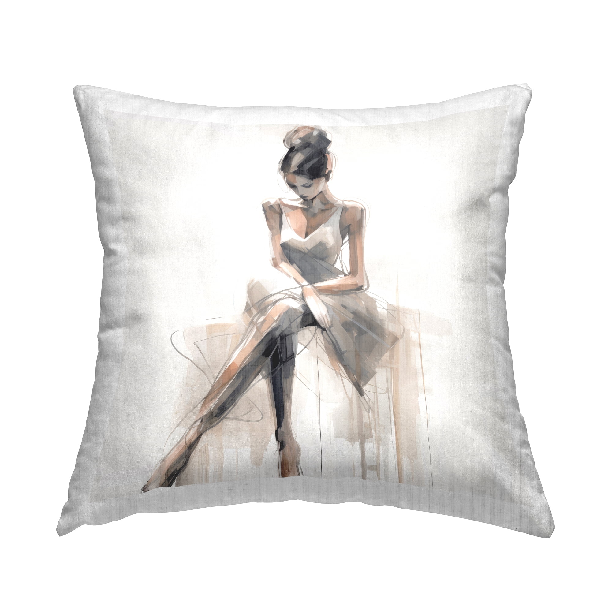 Stupell Industries Female Sitting Portrait Decorative Printed Throw Pillow Design by Irena Orlov.