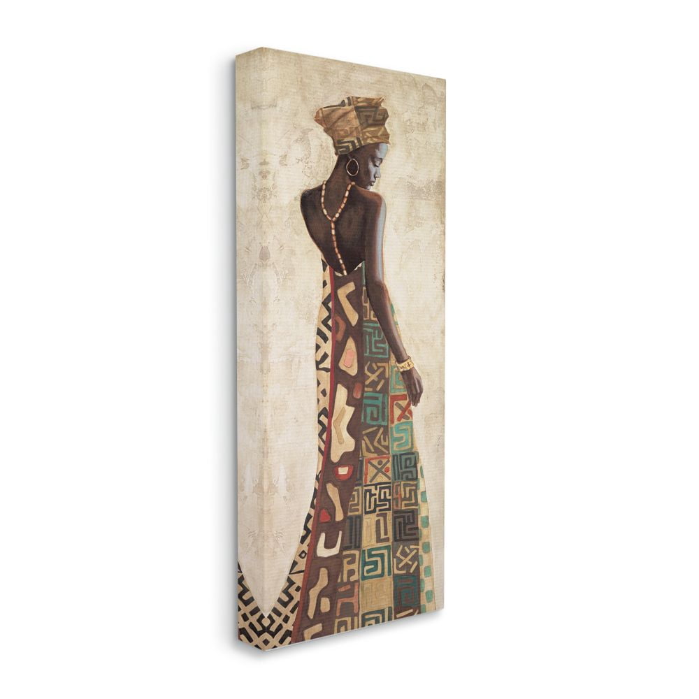 Stupell Industries Female Standing Figure with Beautiful Patterned Dress Designed by Jacques Leconte