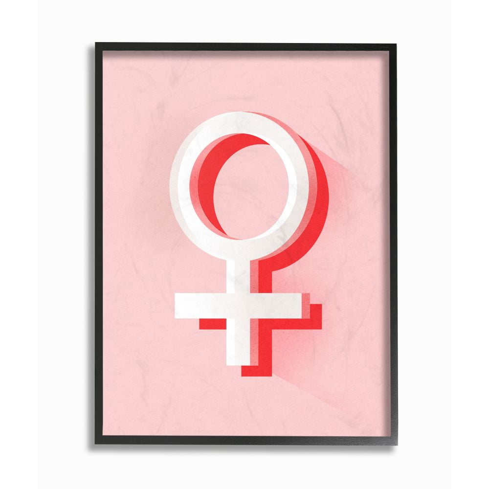 Stupell Industries Female Symbol Fashion Modern Pink Textured Design Framed Giclee Texturized Art by Daphne Polselli