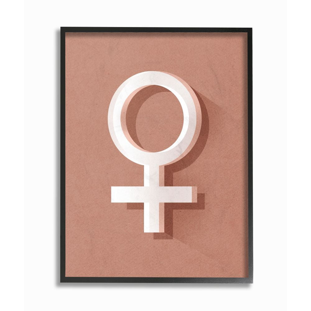 Stupell Industries Female Symbol Modern Pink Textured Design Framed Giclee Texturized Art by Daphne Polselli
