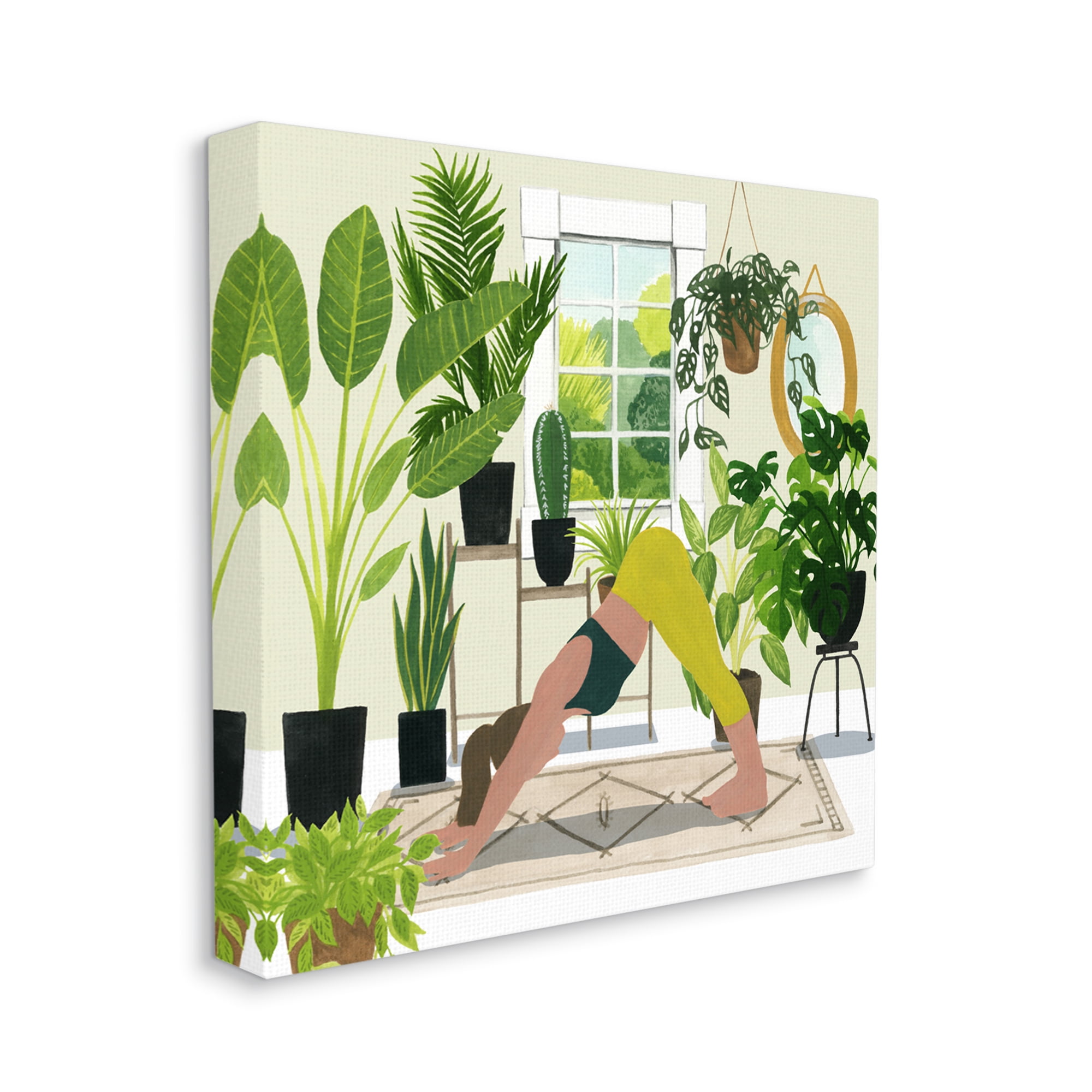 Stupell Industries Female Yoga Pose Modern Plant Room Interior Canvas Wall Art by Grace Popp