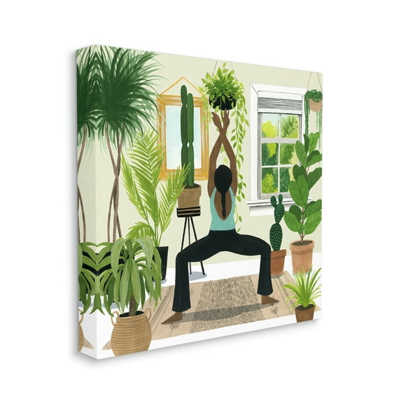 Stupell Industries Female Yoga Stand Cactus Plant Interior Canvas Wall Art by Grace Popp