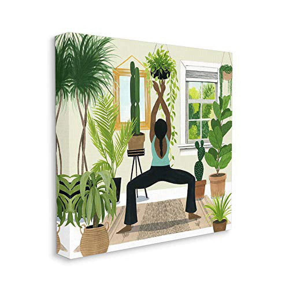 Stupell Industries Female Yoga Stand Cactus Plant Interior Canvas Wall Art by Grace Popp