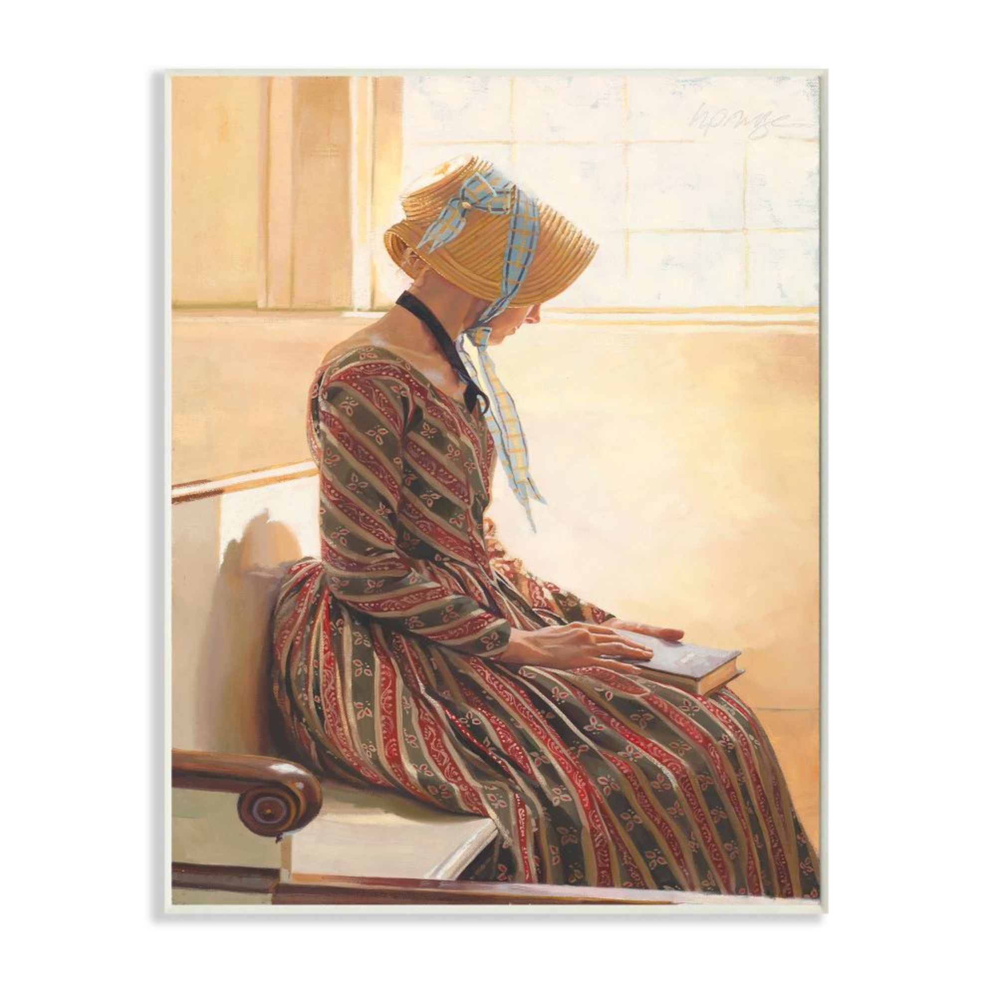 Stupell Industries Female in Traditional Clothing with Book Design by Heide Presse