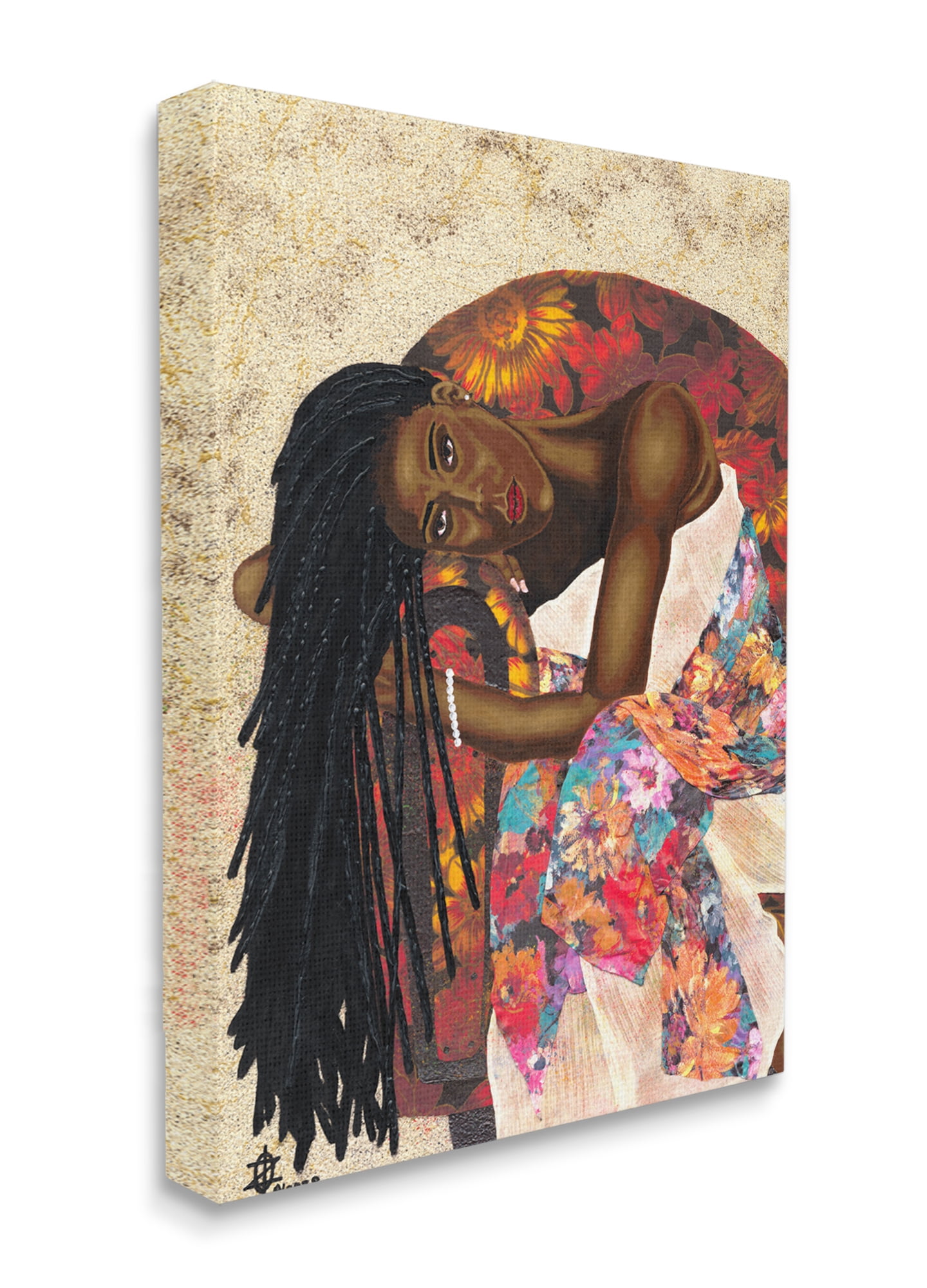 Stupell Industries Female with Tropical Print Dress Glam Fashion Canvas Wall Art, 24 x 30, Design by Alonzo Saunders
