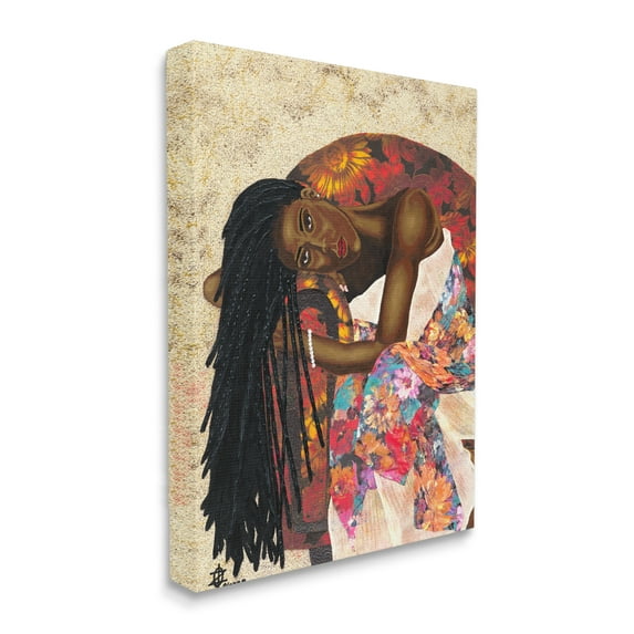 Stupell Industries Female with Tropical Print Dress Glam Fashion Canvas Wall Art, 24 x 30, Design by Alonzo Saunders
