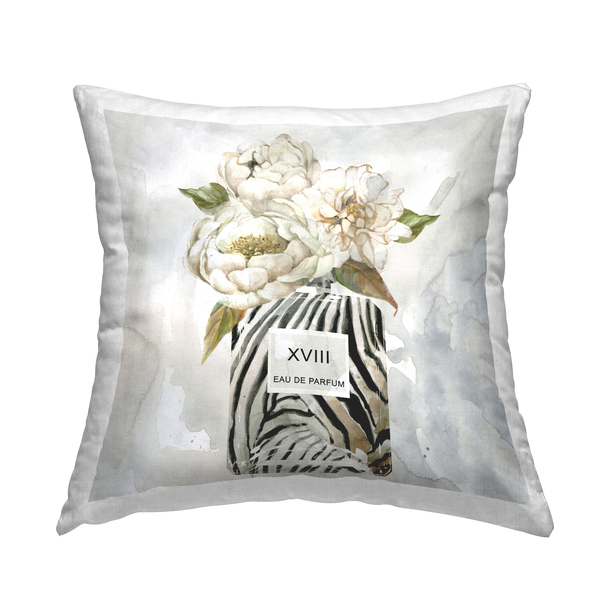 Stupell Industries Feminine Blossoms Perfume Decorative Printed Throw Pillow Design by Carol Robinson.