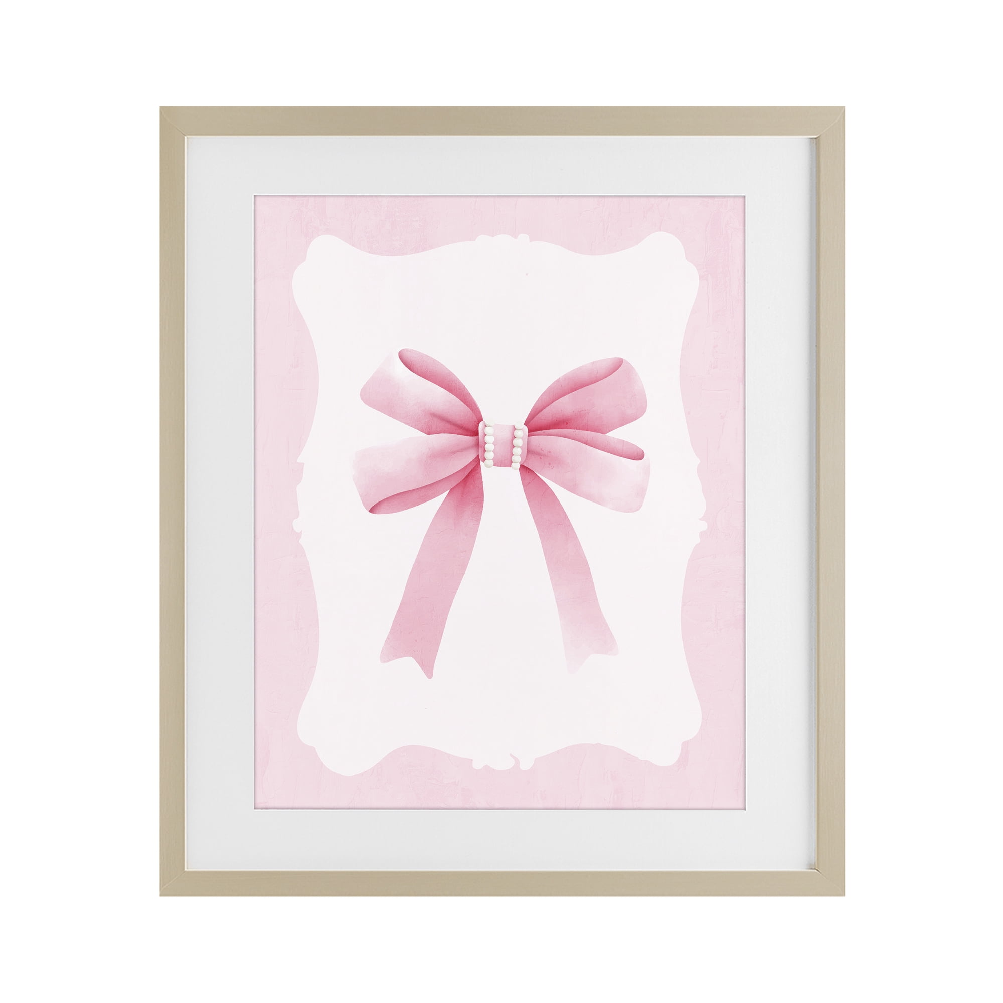 Stupell Industries Feminine Bow with Pearls Birch Framed Print Under Glass, design by Kim Allen
