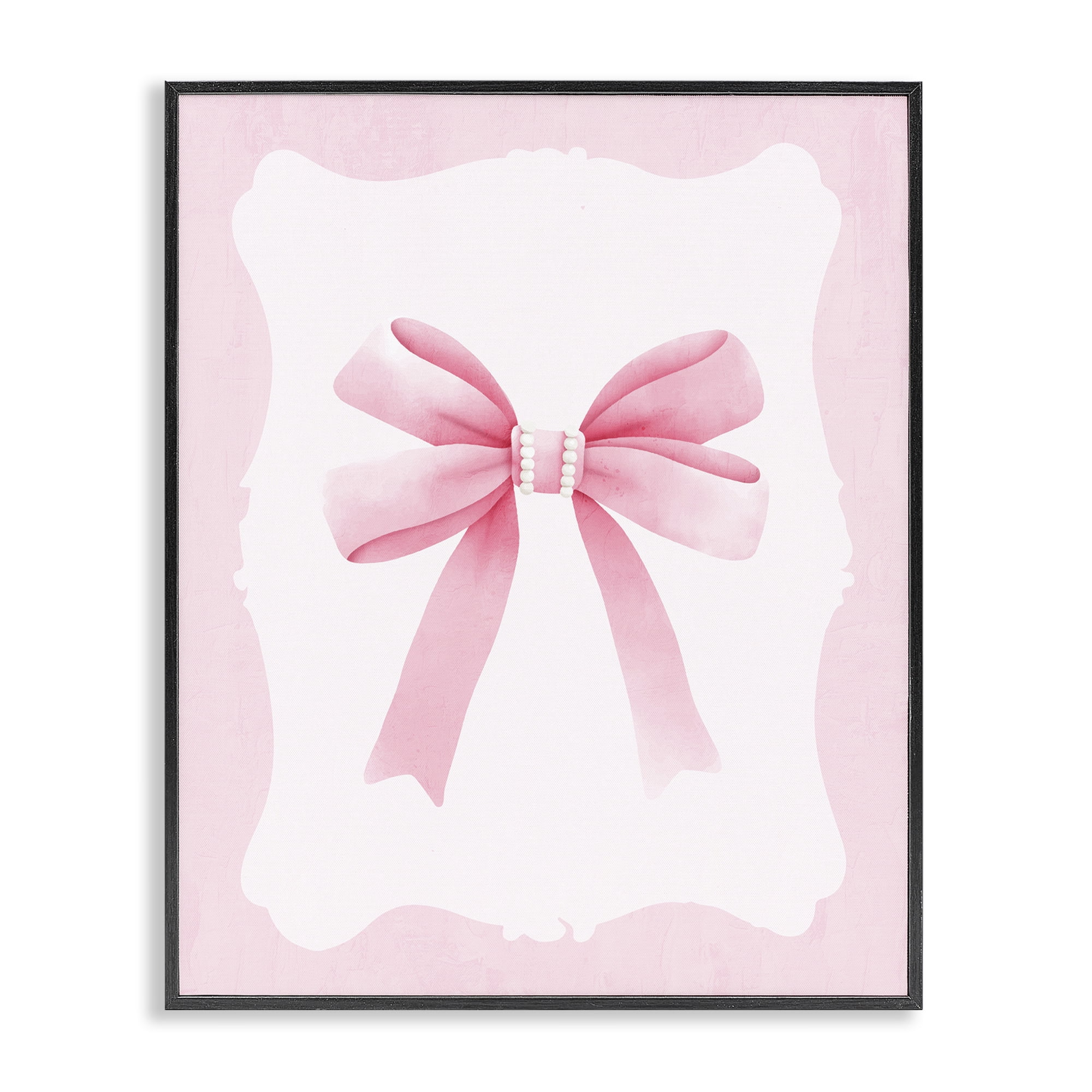 Stupell Industries Feminine Bow with Pearls Black Framed Giclee Art, design by Kim Allen