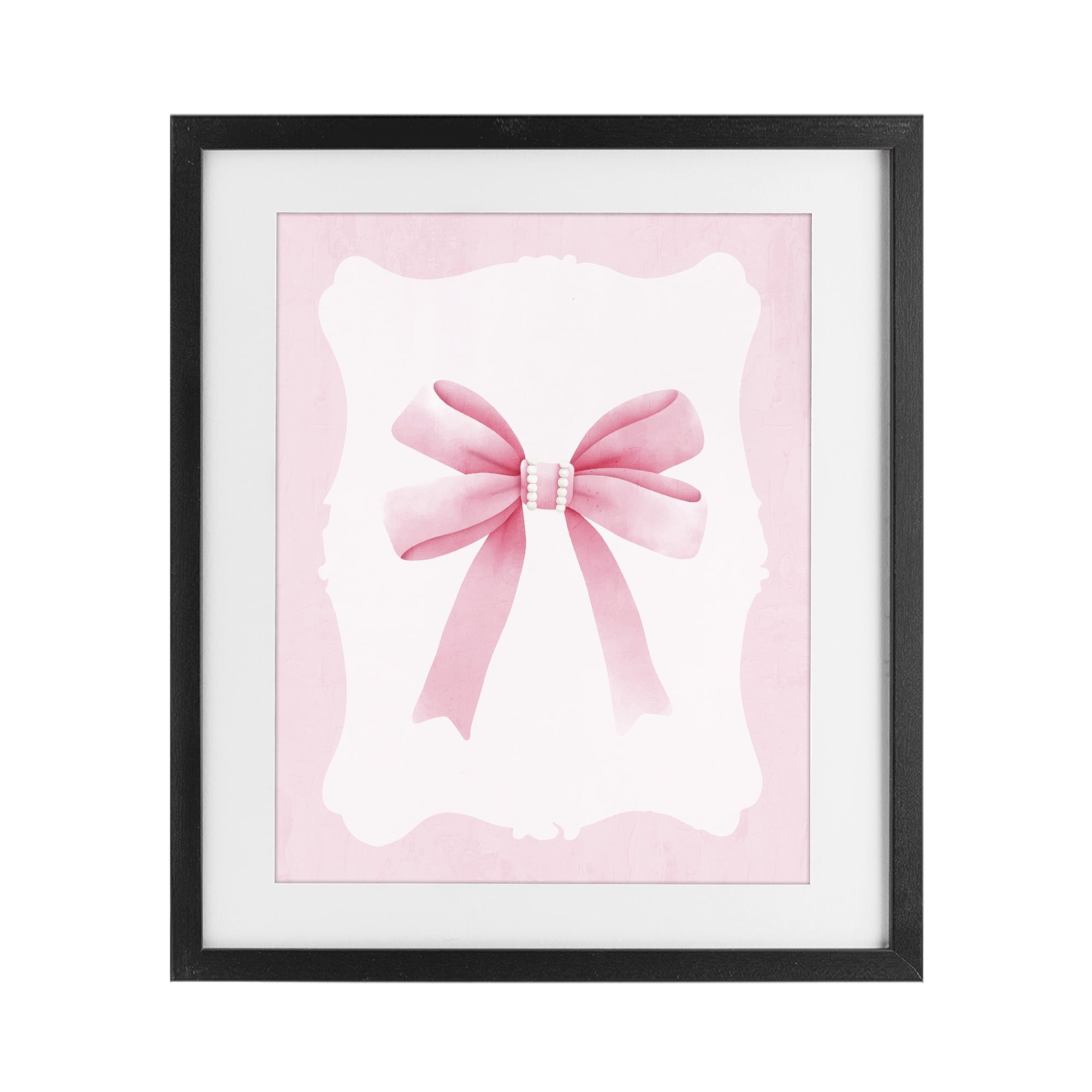 Stupell Industries Feminine Bow with Pearls Black Framed Print Under Glass, design by Kim Allen