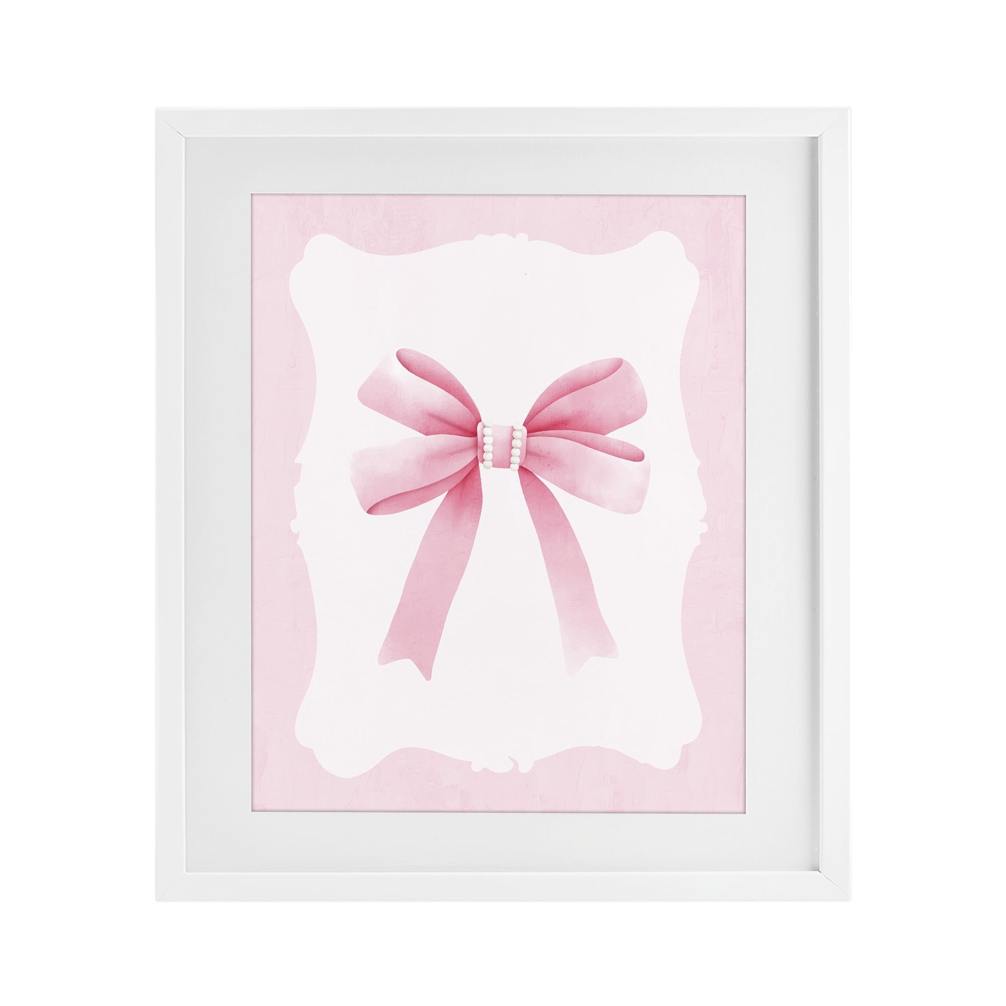 Stupell Industries Feminine Bow with Pearls White Framed Print Under Glass, design by Kim Allen