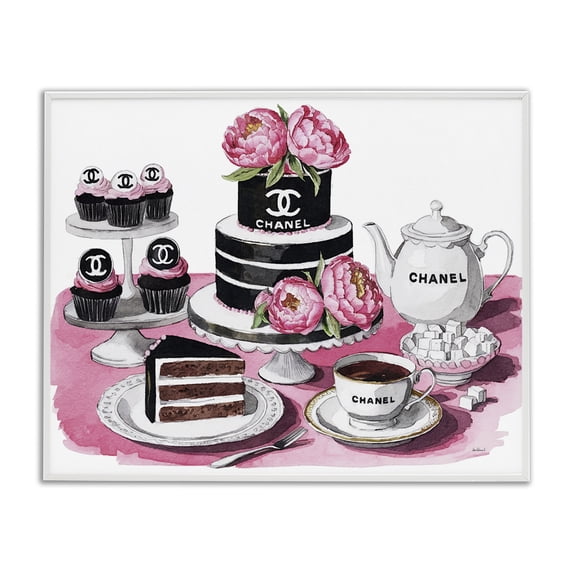 Stupell Industries Feminine Chic Dessert Spread White Framed Giclee Art design by Amanda Greenwood, 16 x 20