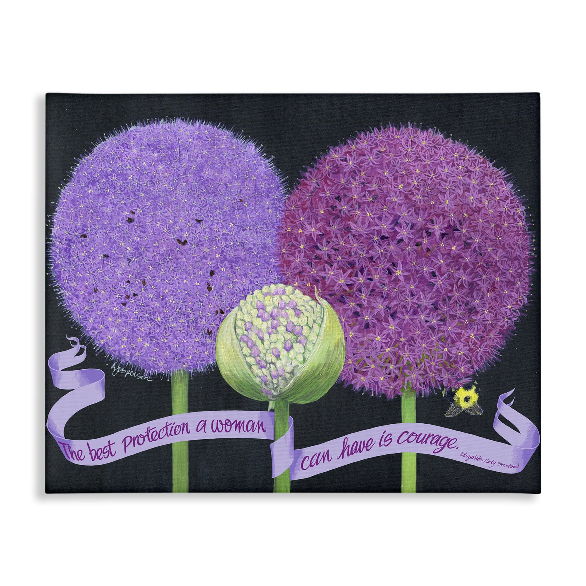 Stupell Industries Feminine Courage Quote Botanical & Floral Painting Gallery Wrapped Canvas Art Print Wall Art, 40 x 30