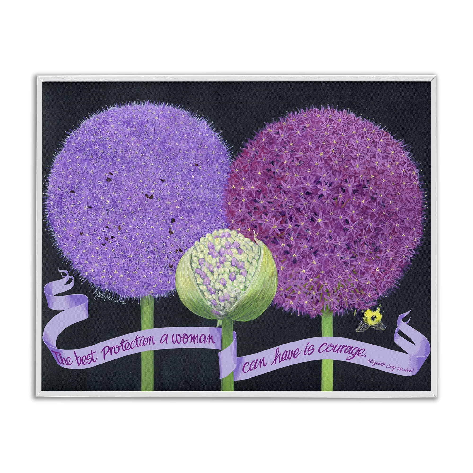 Stupell Industries Feminine Courage Quote Botanical & Floral Painting White Framed Art Print Wall Art, 30 x 24