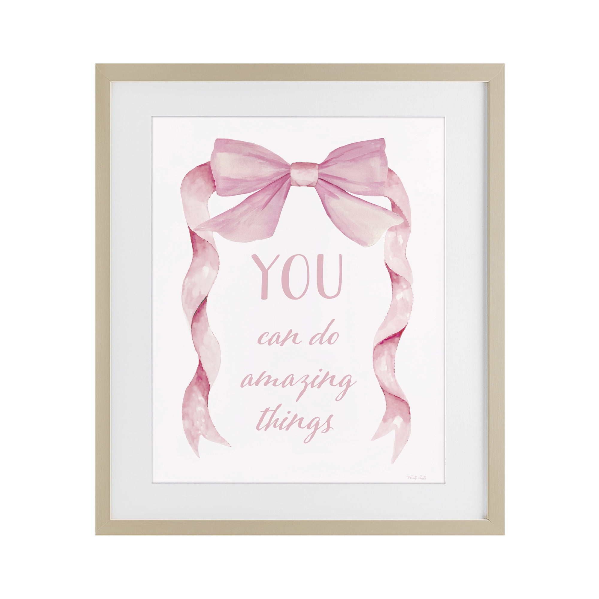 Stupell Industries Feminine Encouragement Ribbon Birch Framed Print Under Glass, design by Cindy Jacobs