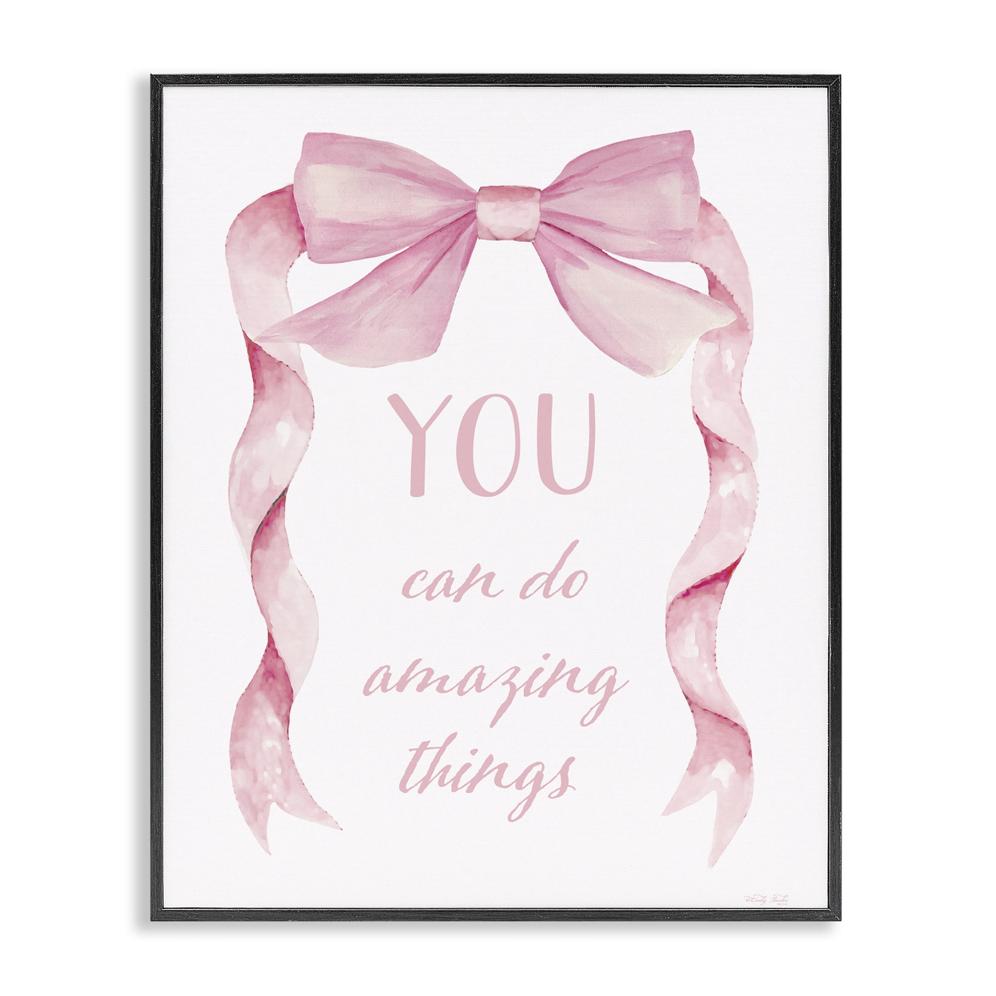 Stupell Industries Feminine Encouragement Ribbon Black Framed Giclee Art, design by Cindy Jacobs