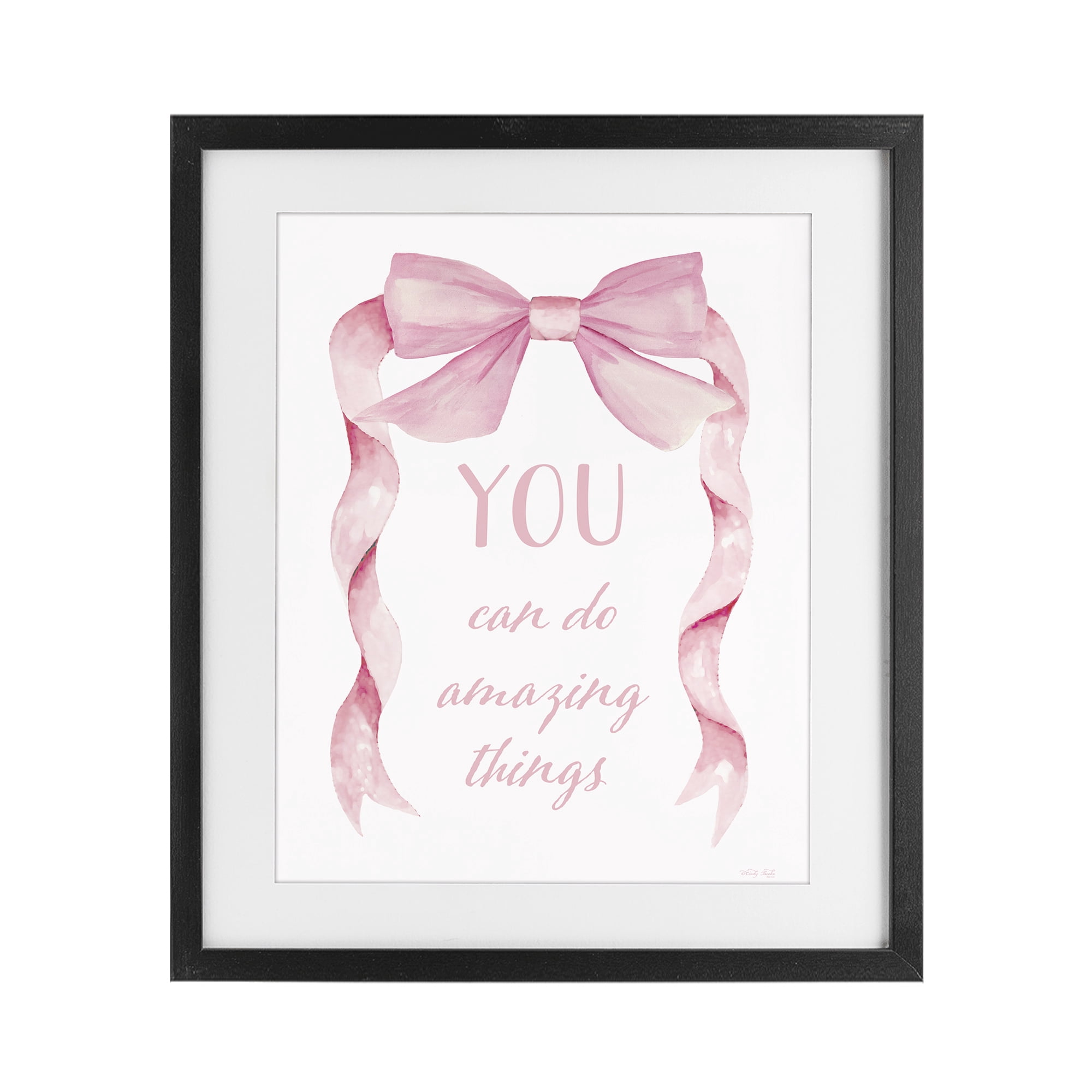 Stupell Industries Feminine Encouragement Ribbon Black Framed Print Under Glass, design by Cindy Jacobs