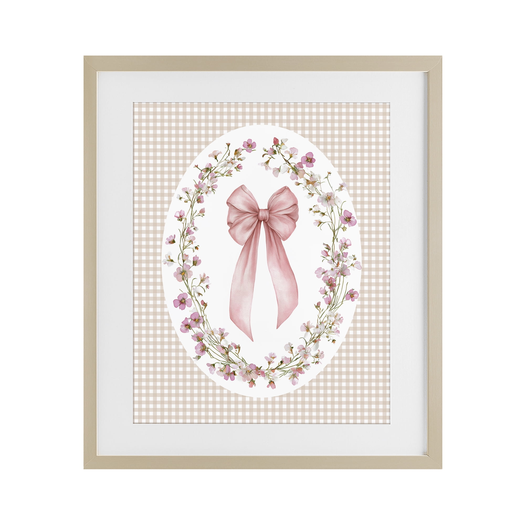 Stupell Industries Feminine Gingham Bow Birch Framed Print Under Glass, design by Christine Simpson Art