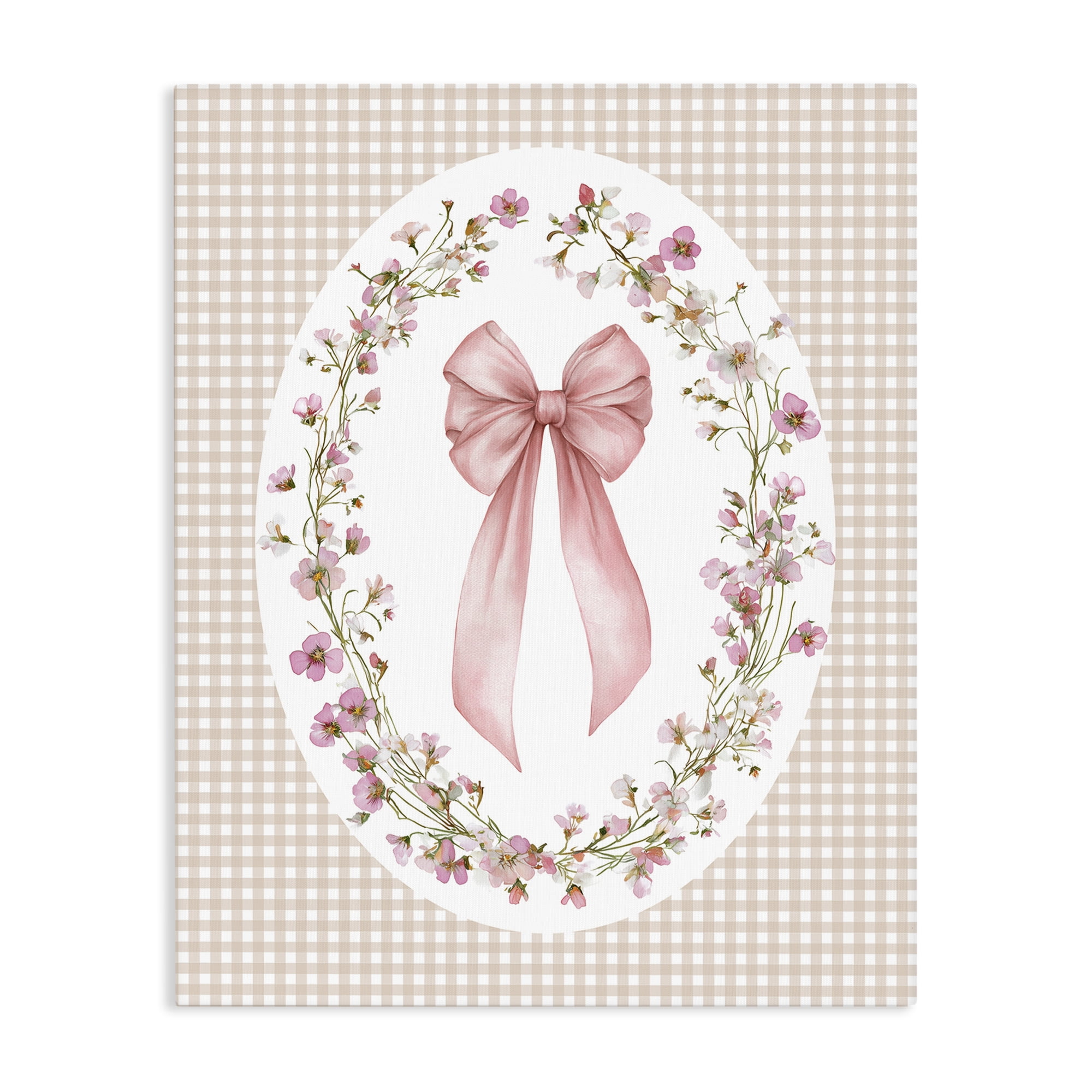 Stupell Industries Feminine Gingham Bow Canvas Wall Art, design by Christine Simpson Art