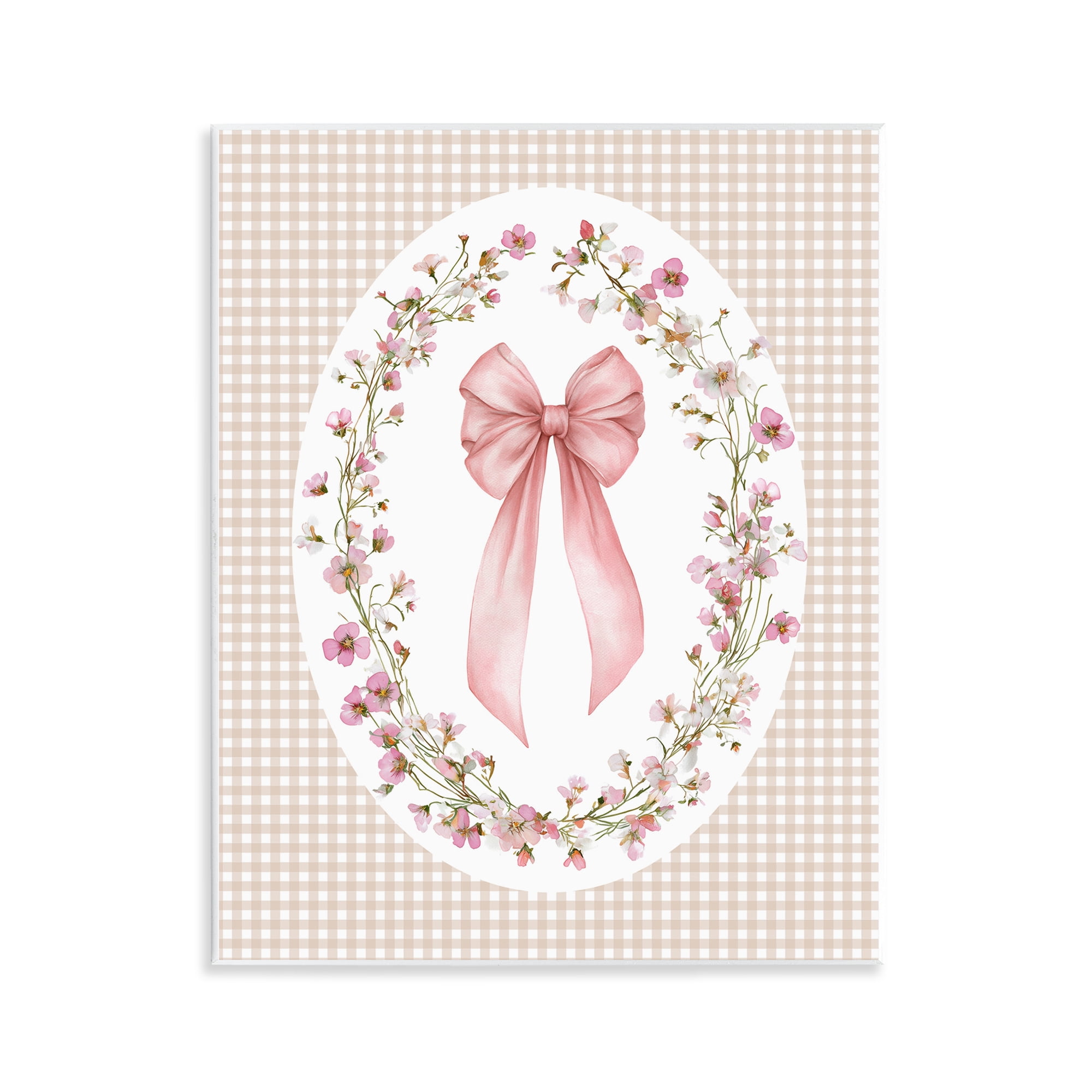 Stupell Industries Feminine Gingham Bow Wall Plaque Art, design by Christine Simpson Art