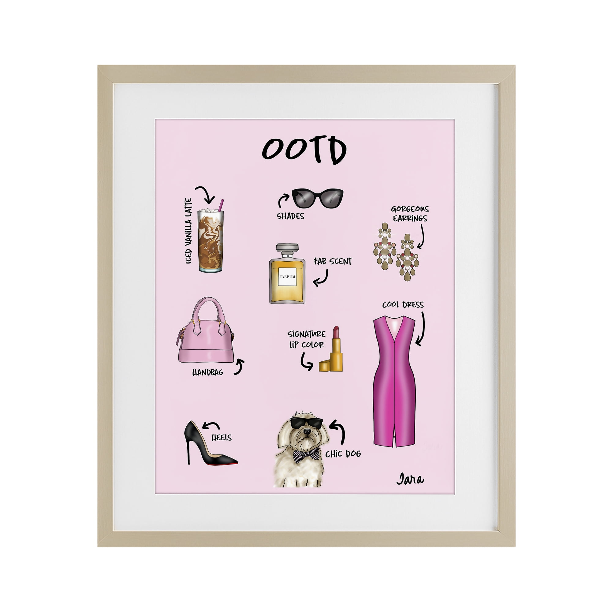 Stupell Industries Feminine Glam Outfit of the Day Birch Framed Print Under Glass, design by Tara Boone