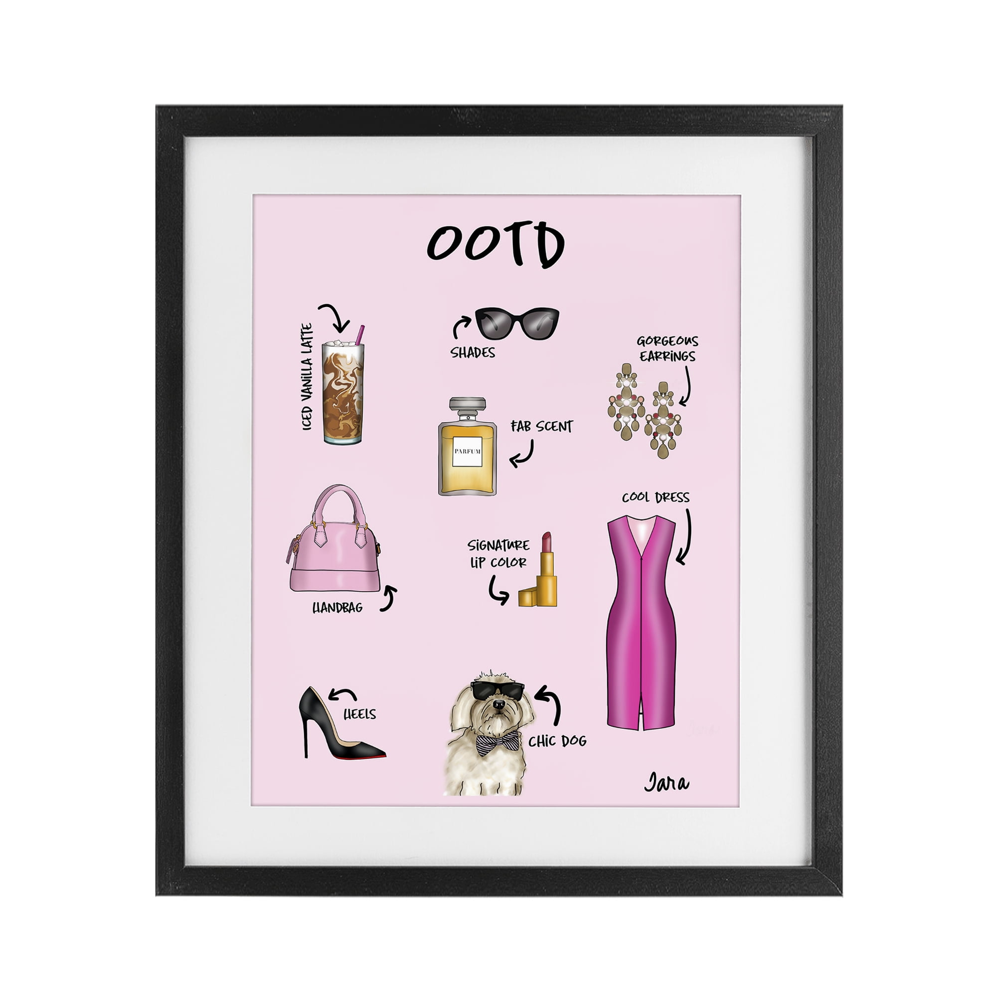 Stupell Industries Feminine Glam Outfit of the Day Black Framed Print Under Glass, design by Tara Boone