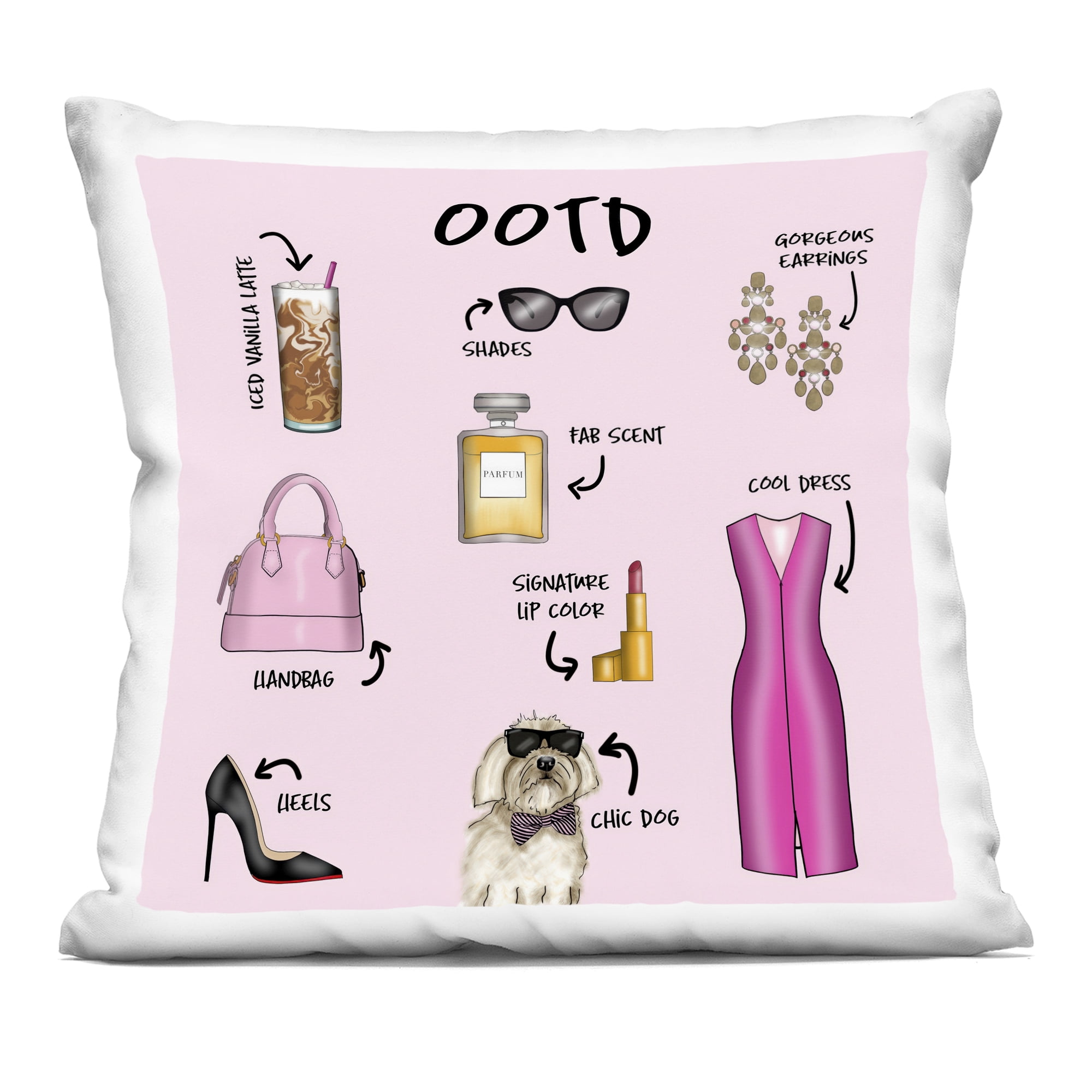 Stupell Industries Feminine Glam Outfit of the Day Decorative Printed Throw Pillow, design by Tara Boone, 18 x 7 x 18