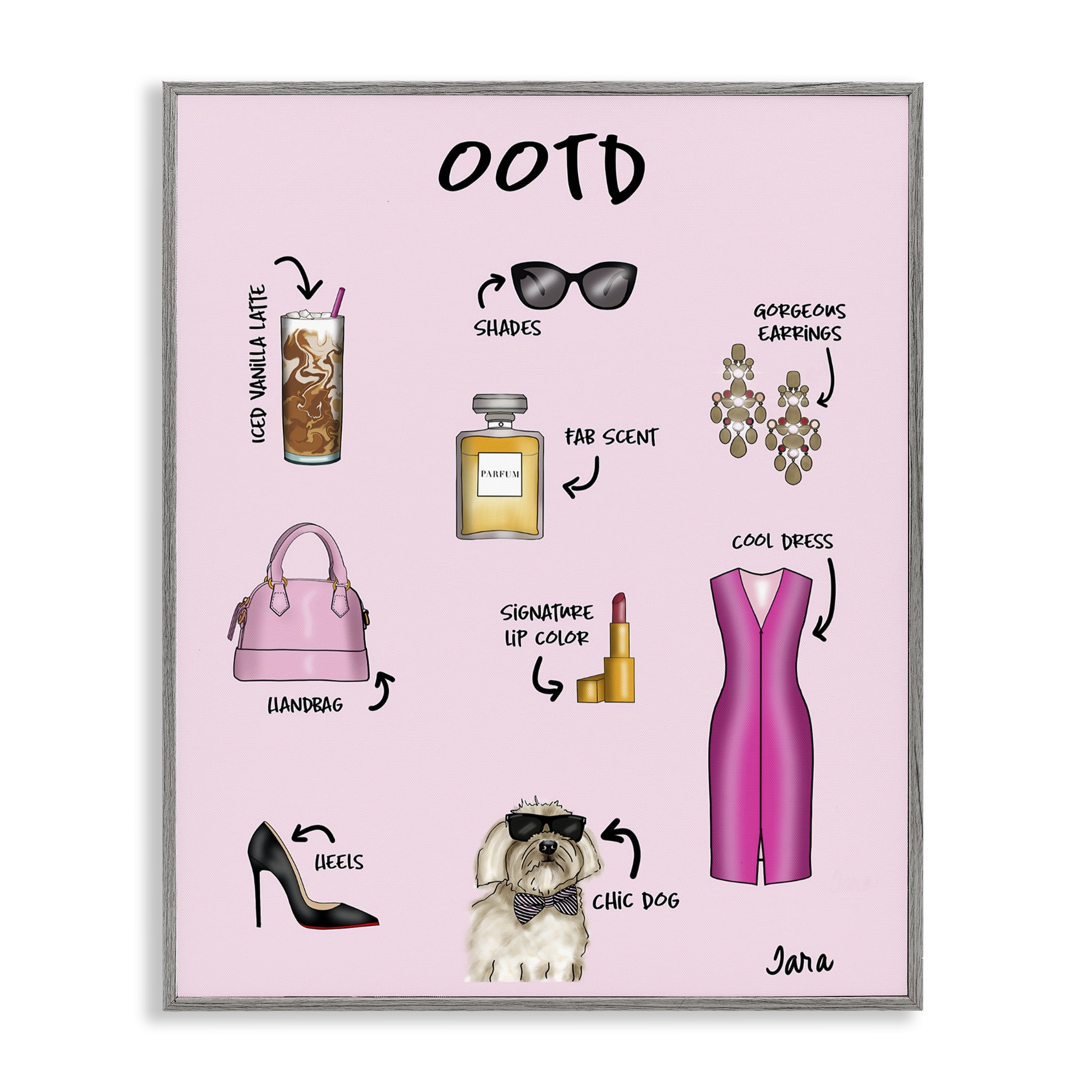 Stupell Industries Feminine Glam Outfit of the Day Gray Framed Giclee Art, design by Tara Boone