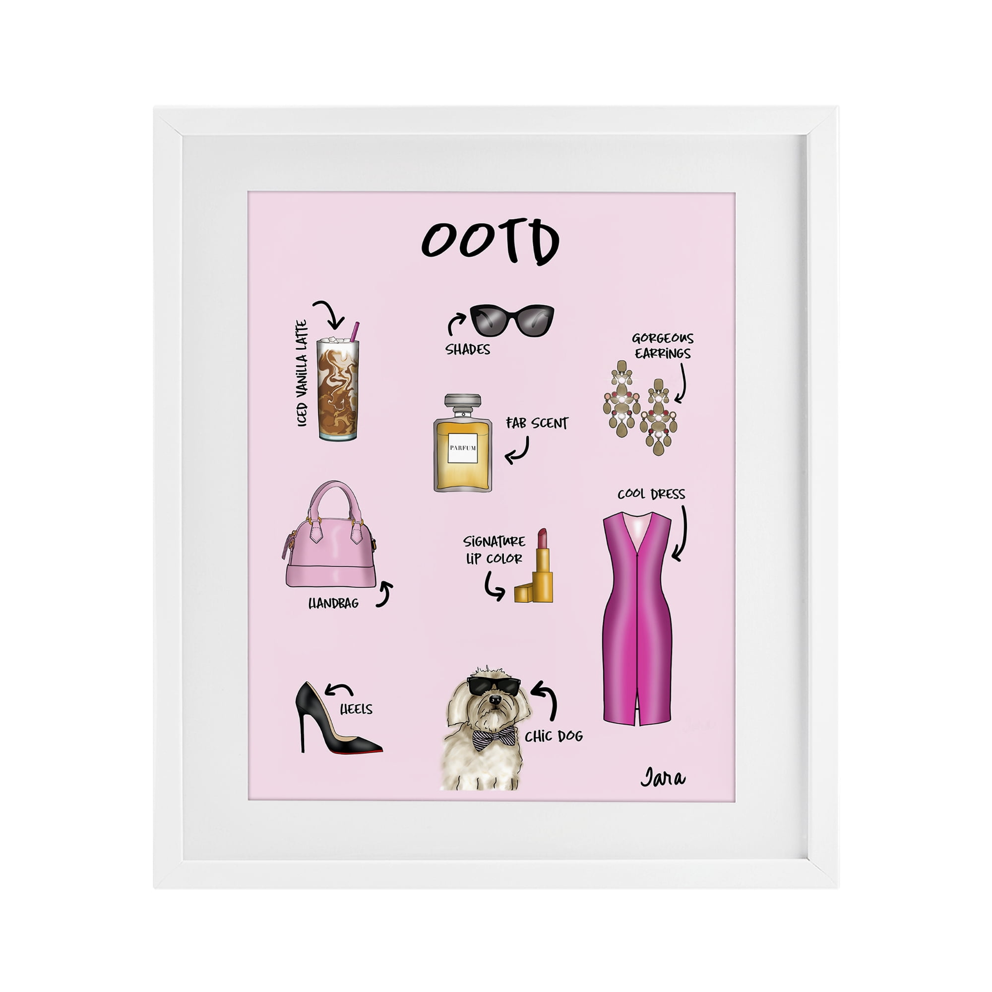 Stupell Industries Feminine Glam Outfit of the Day White Framed Print Under Glass, design by Tara Boone