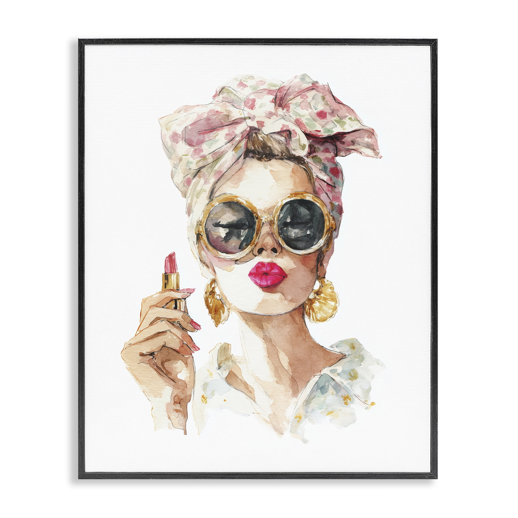 Stupell Industries Feminine Lipstick Spell Black Framed Giclee Art, design by Svetlana Aleynikova