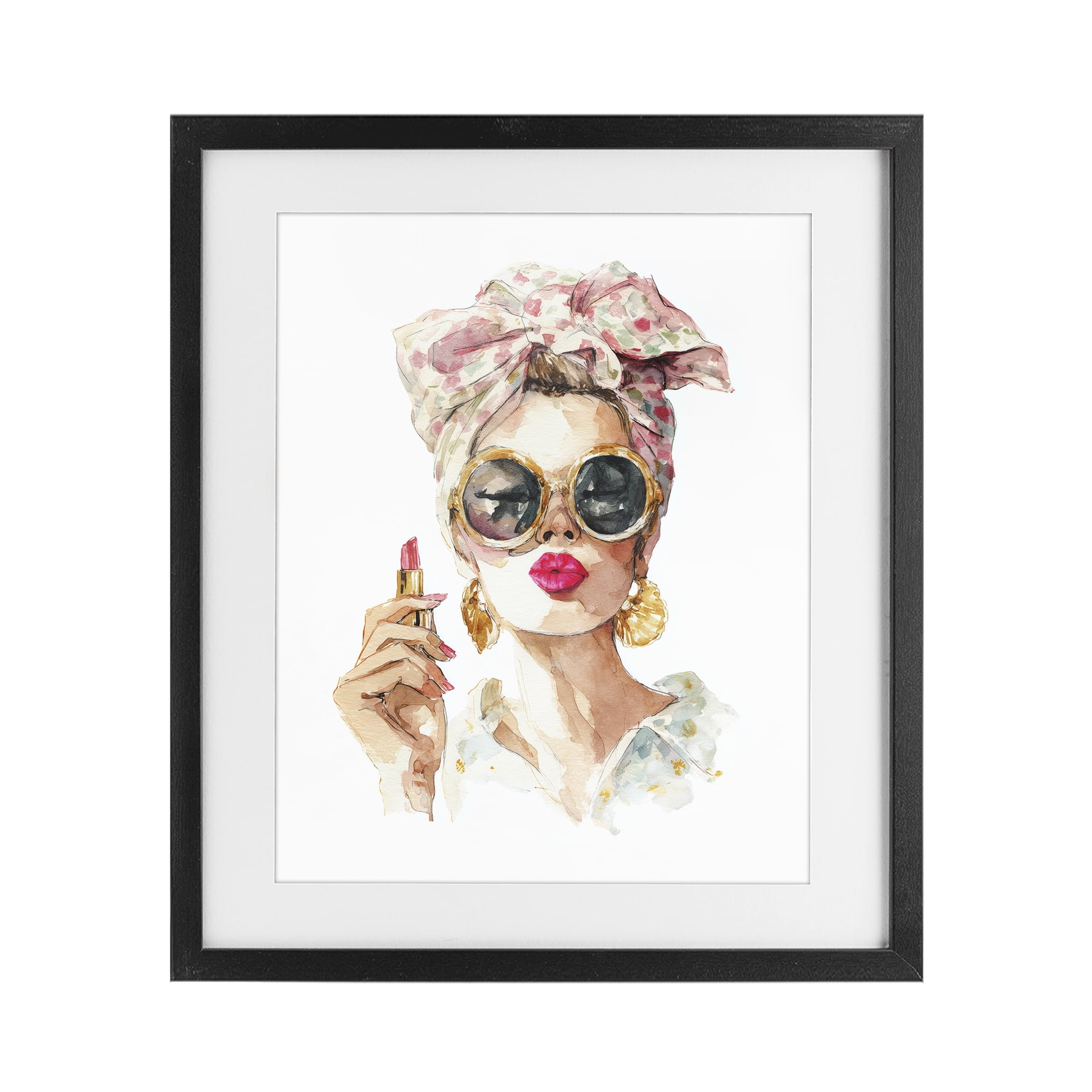 Stupell Industries Feminine Lipstick Spell Black Framed Print Under Glass, design by Svetlana Aleynikova